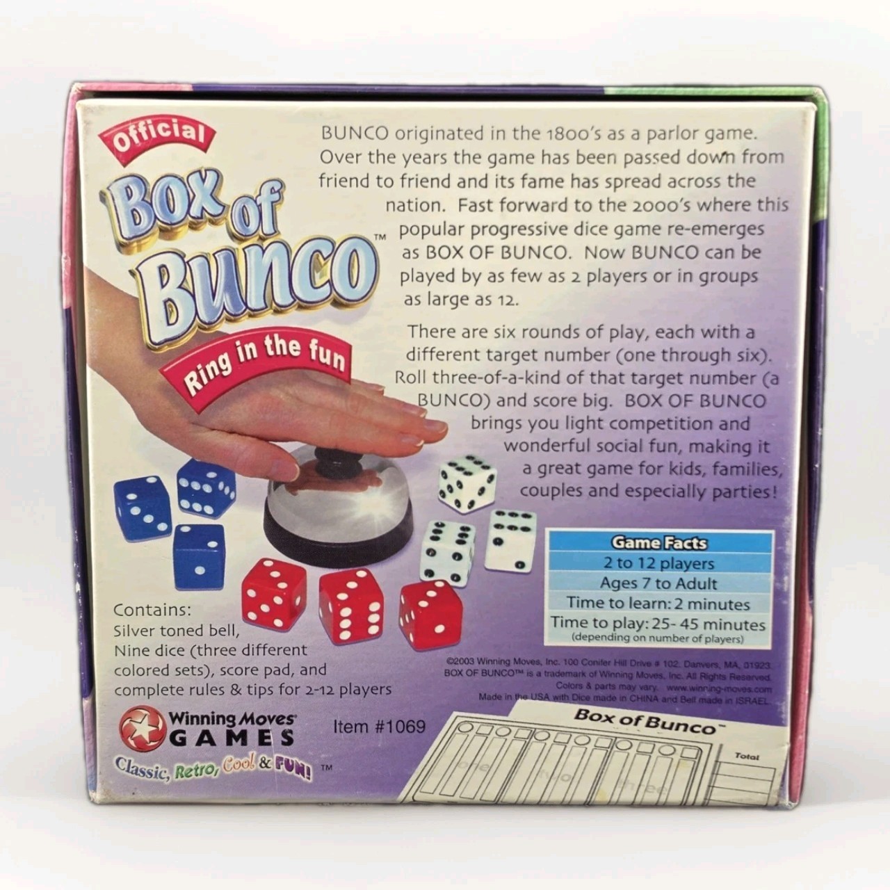 The Official Box of Bunco By Winning Moves 2003 Edition Retro Classic Opened Box