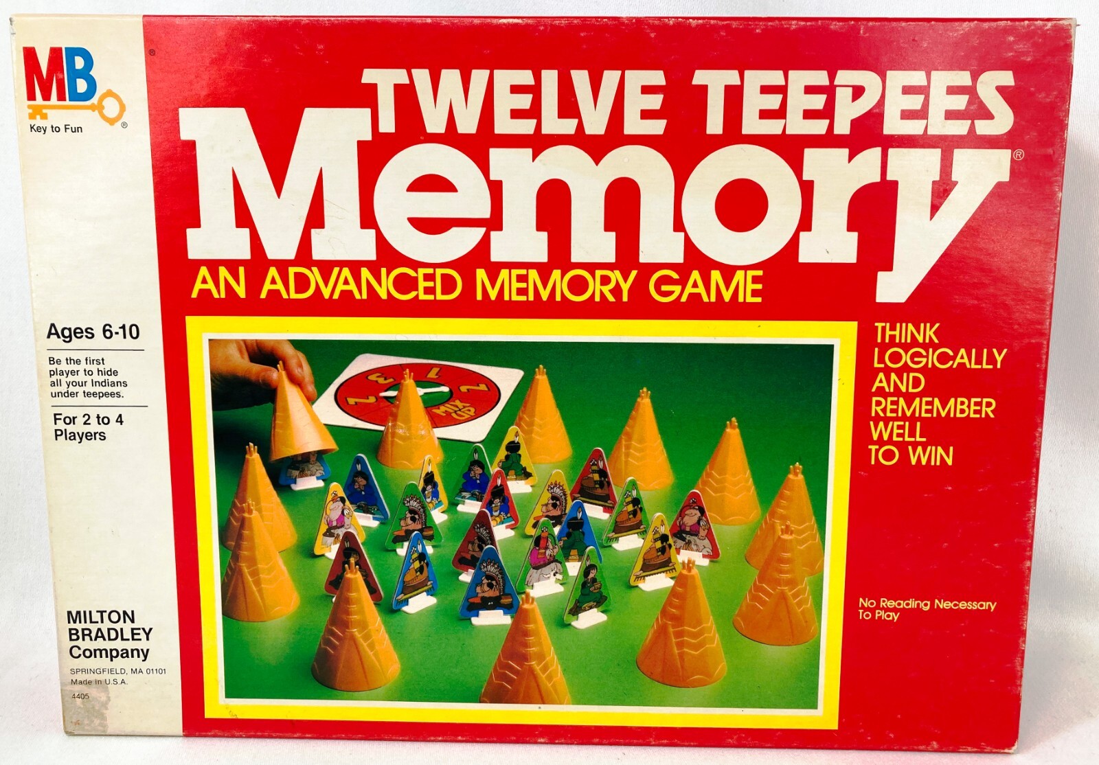 Twelve Teepees Memory Game by Milton Bradley Visual Recall Game Vintage 1984