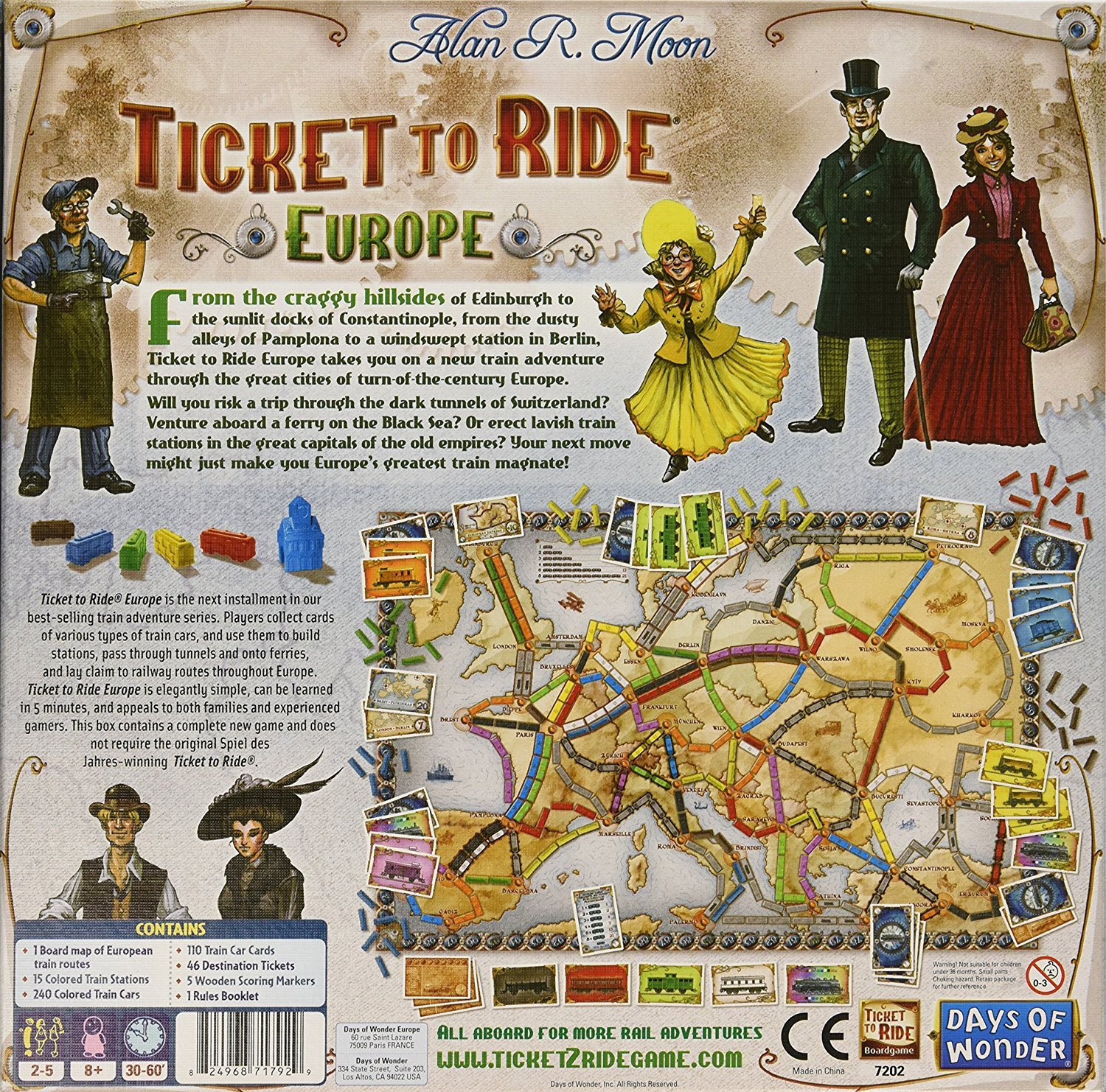 Ticket To Ride Europe Board Game Days Of Wonder Alan Moon Featured on TableTop
