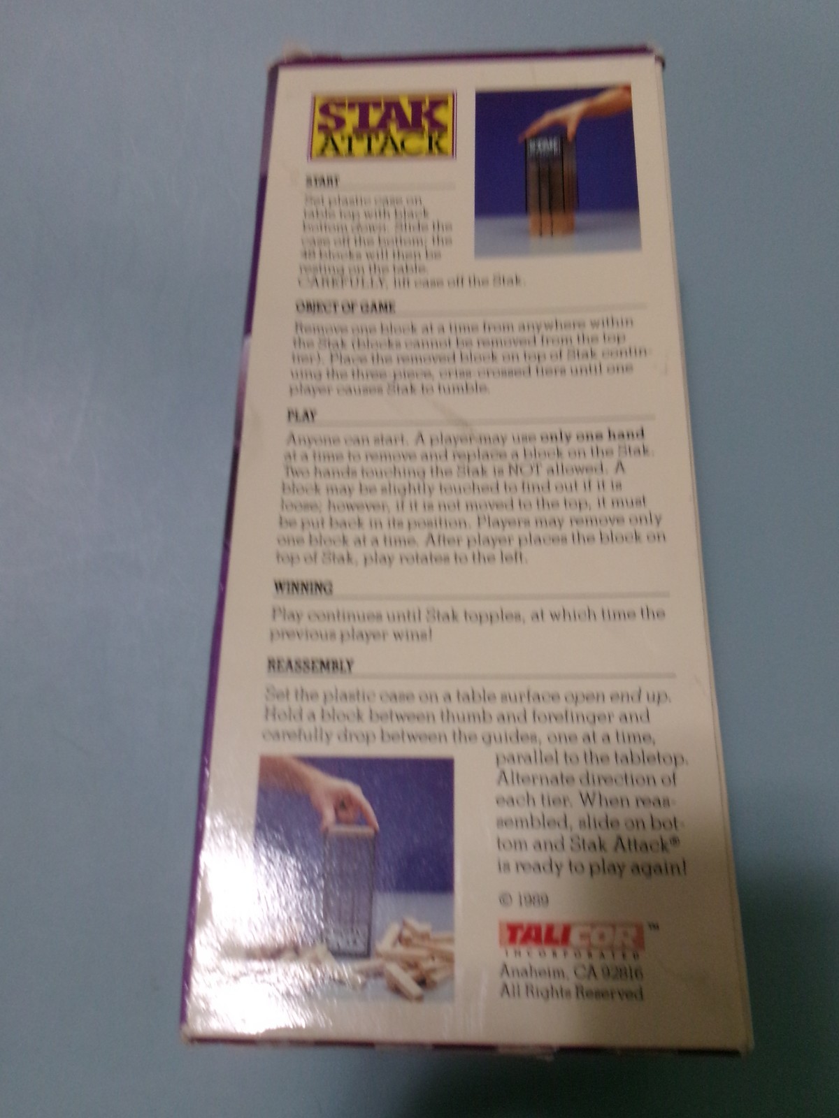 STAK ATTACK by Talicor Block Stacking Game w/ Case & Box Complete Vintage 1989