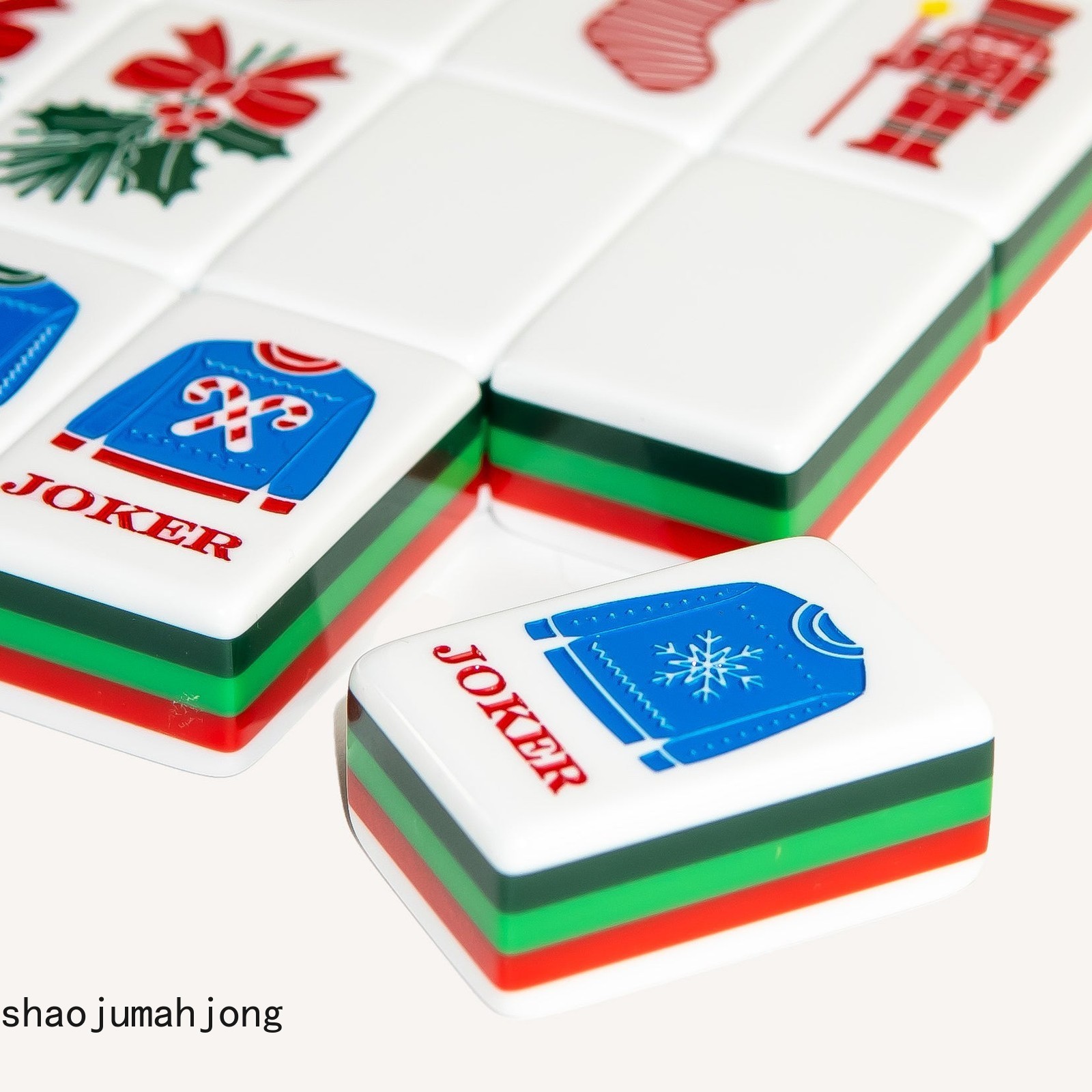 American Style Mahjong Tiles Full Set 160 Tiles with Green Christmas-five floors