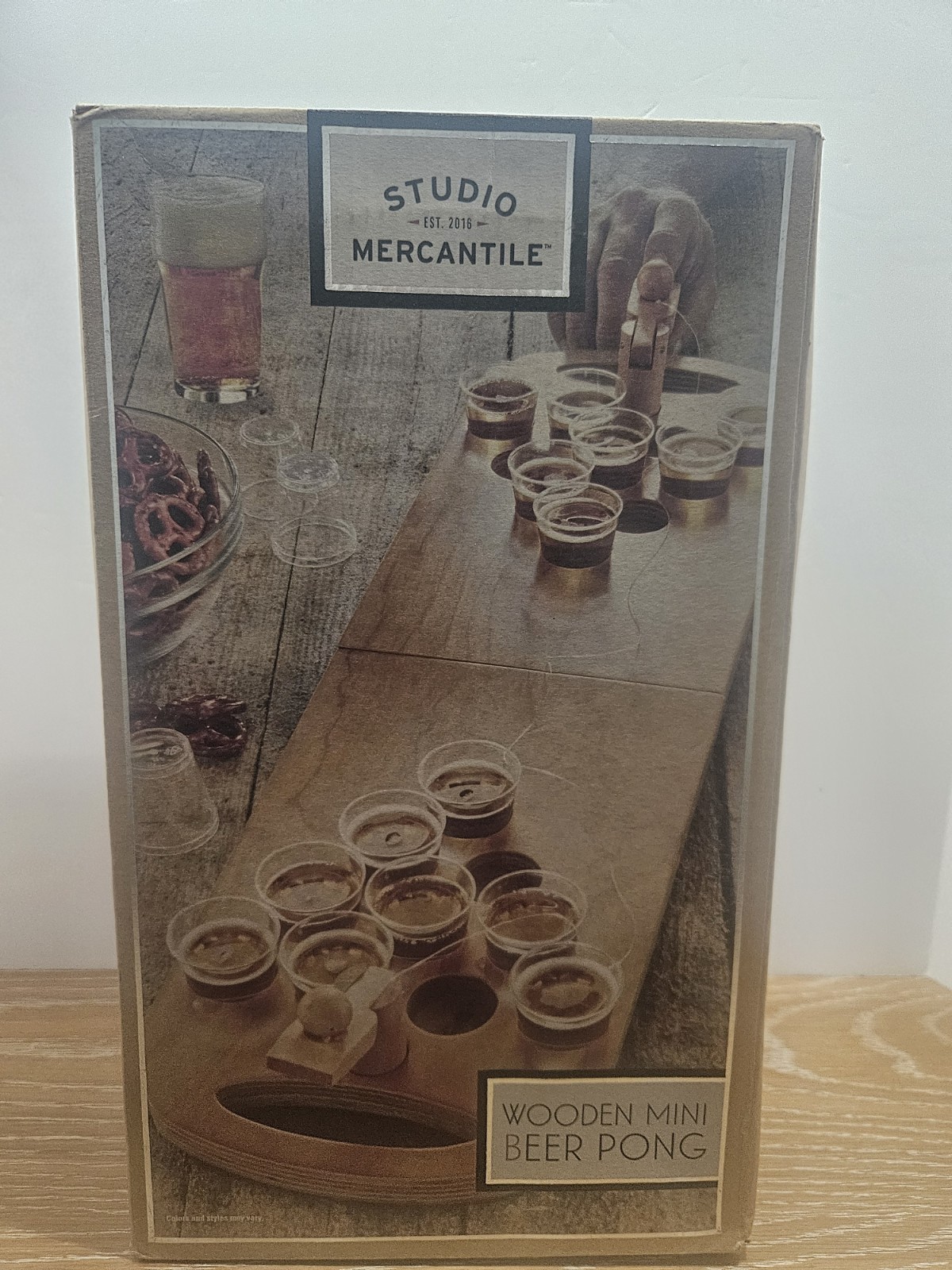 Opened but newWooden Mini Beer Pong Game Adult Party Set Studio Mercantile Gift