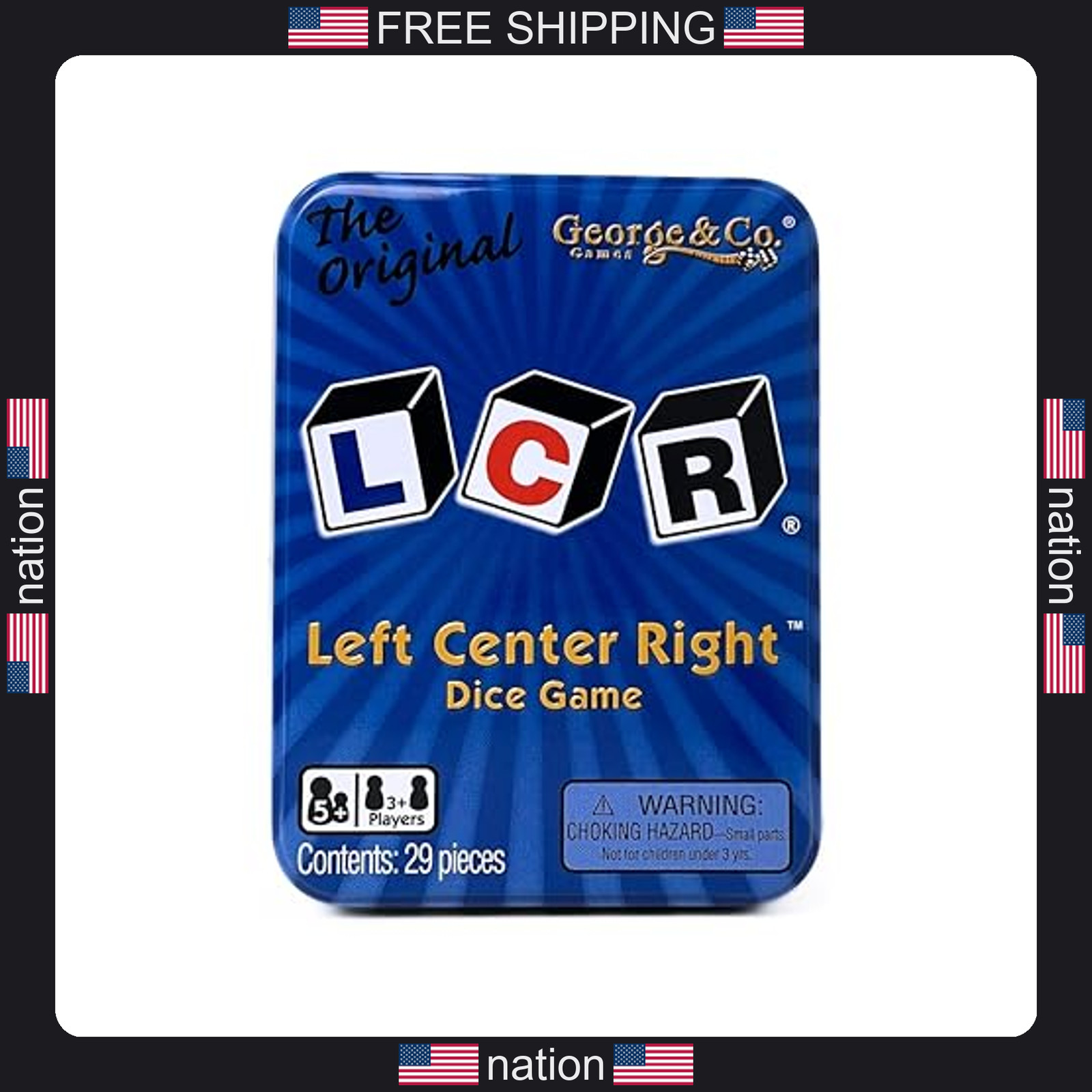 LCR® Left Center Right? Dice Game – Blue Tin