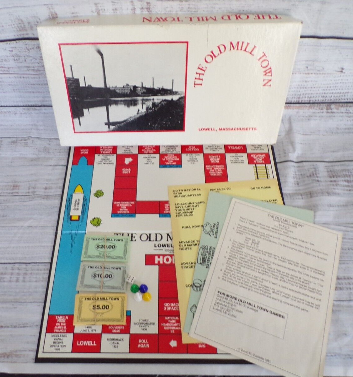 Vintage 1981 The Old Mill Town Board Game Lowell Massachusetts ~ Never Played!