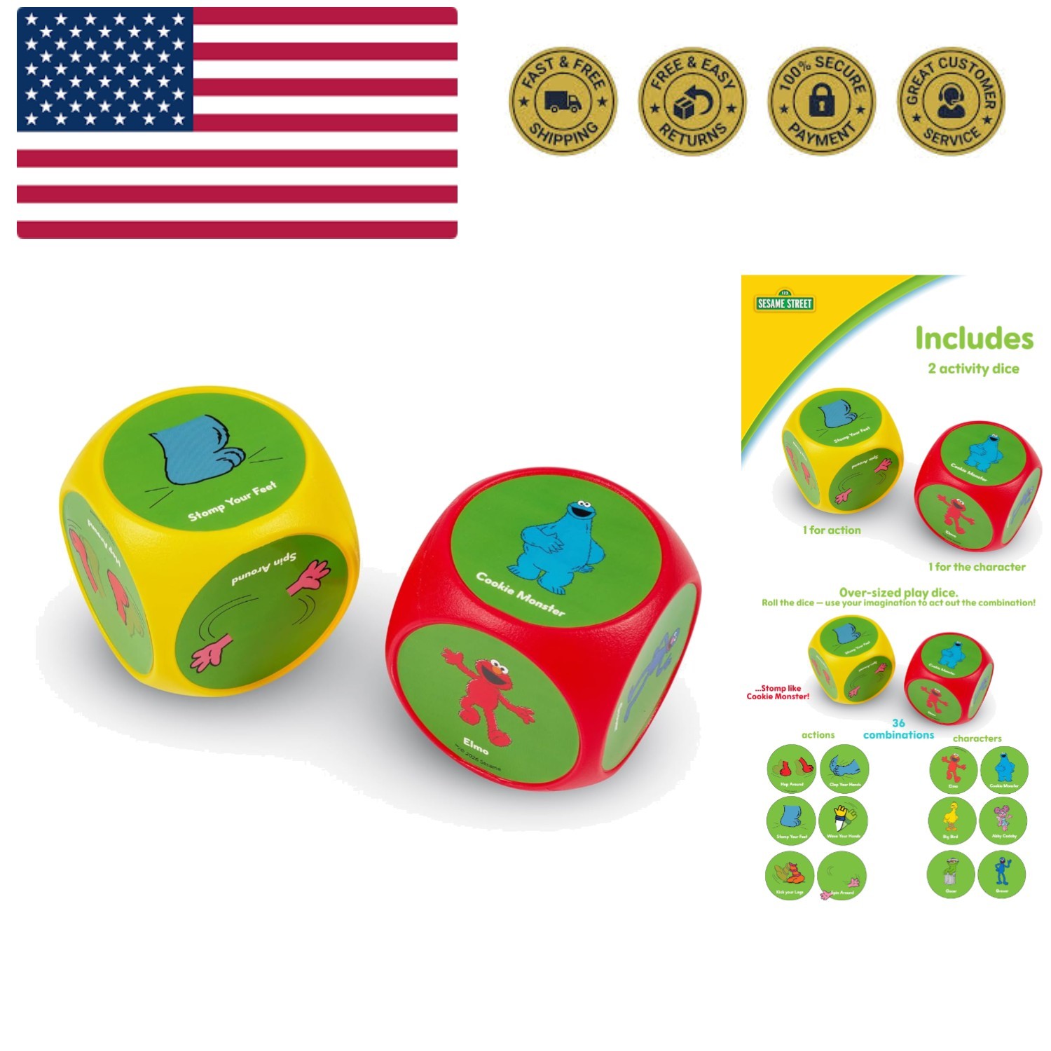 Sesame Street Dice Imagination Act Out the Action Game | Family Game Night fo…