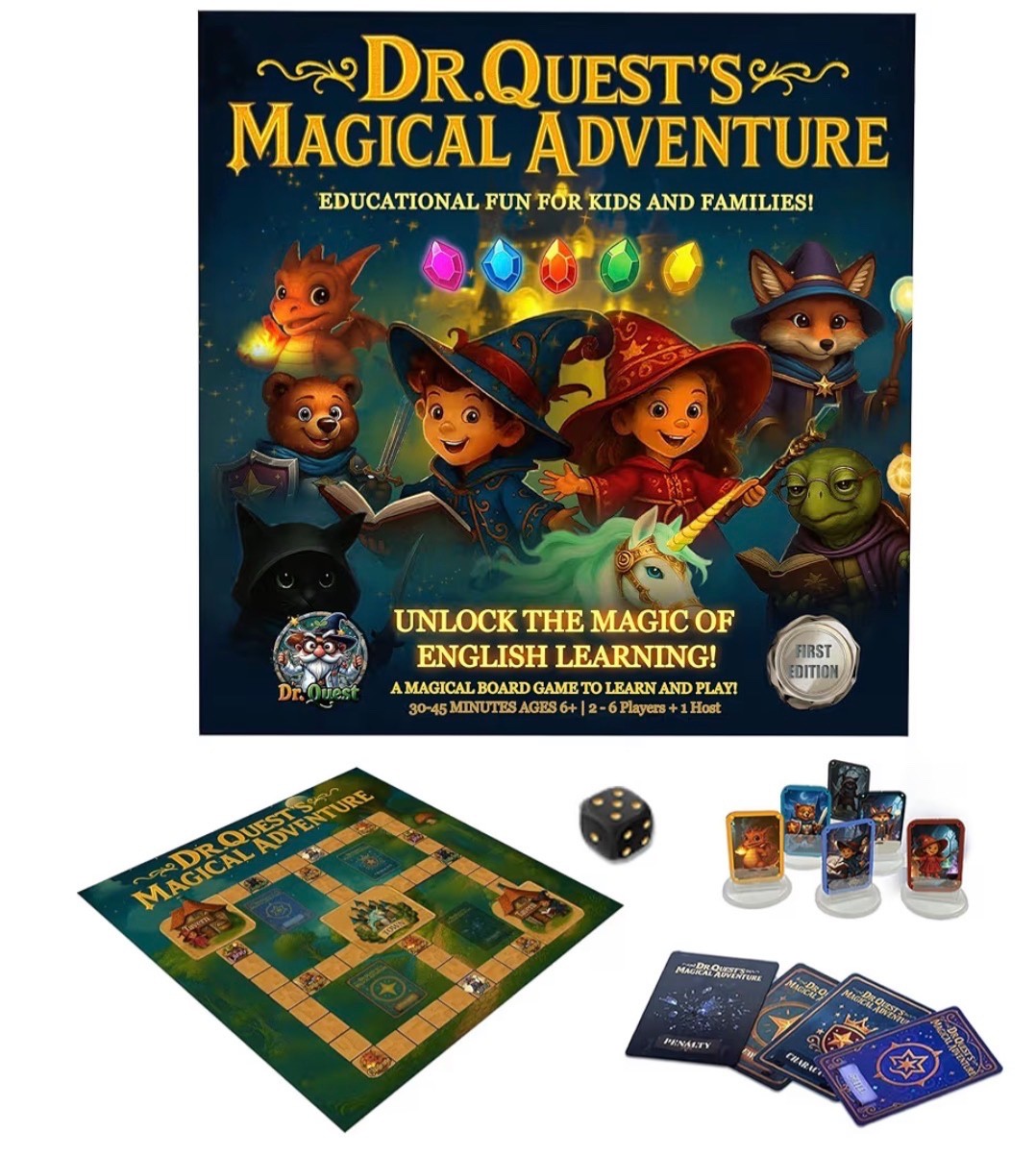 Magical Adventure–Educational Board Game for Kids 8-12 Learn Spelling, Grammar