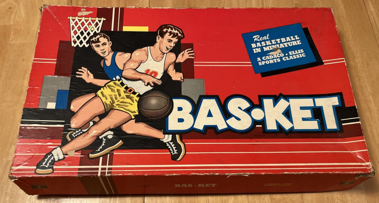 Vintage 1950s Cadaco Ellis Basketball Bas-ket Basket Action Board Game