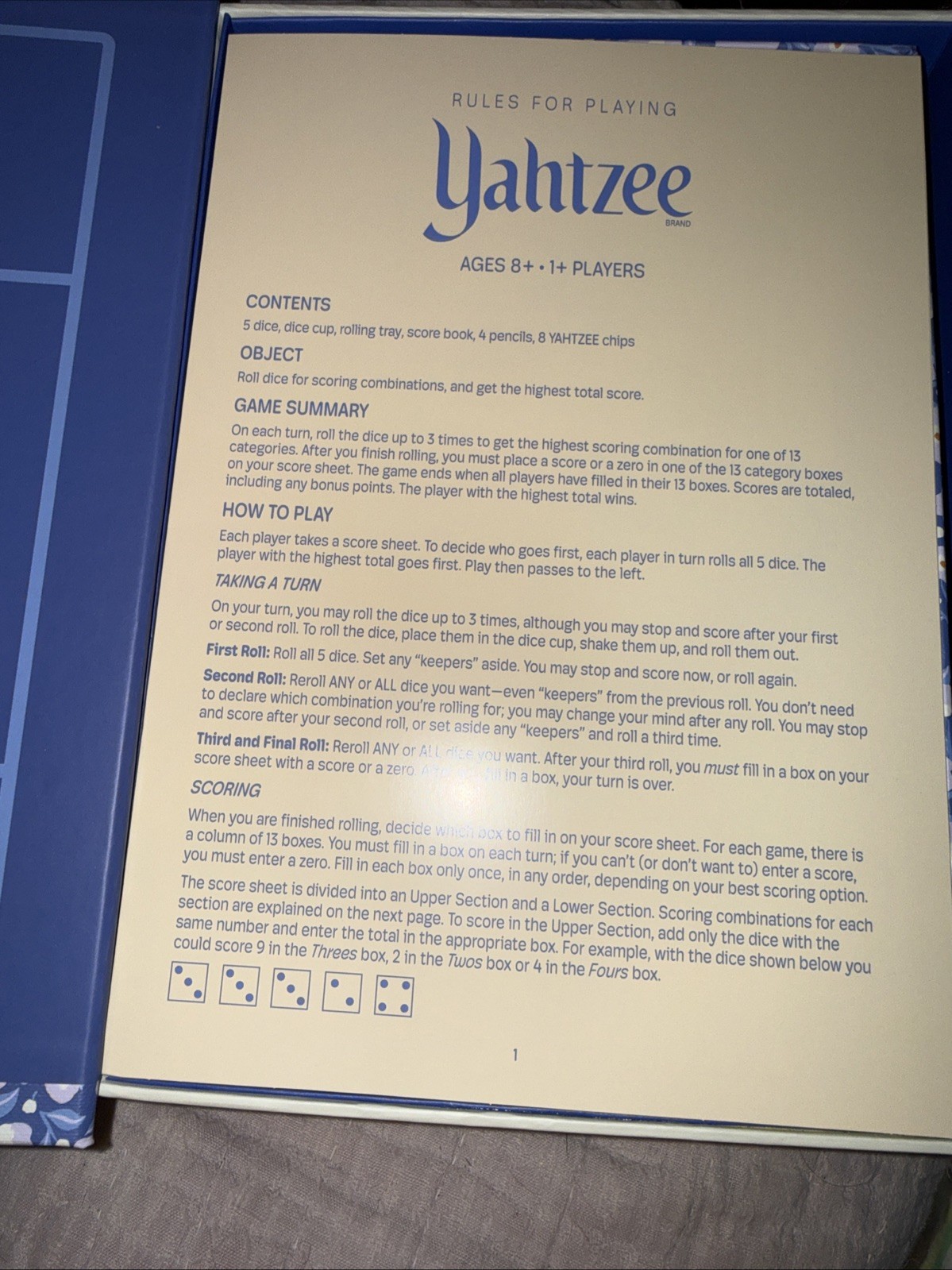 WS Floral B&N Yahtzee New In Box Bookshelf Game! Gorgeous!