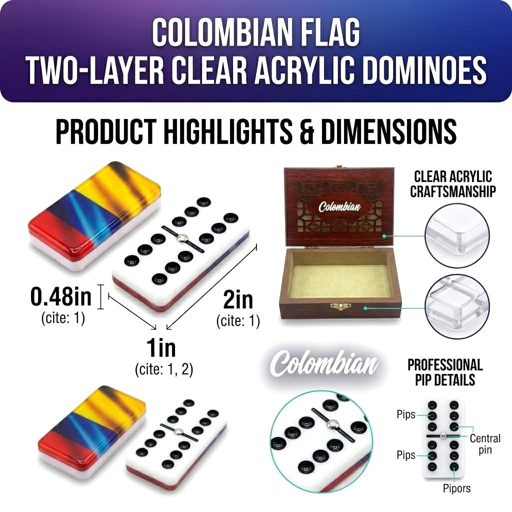 Colombian Premium Edition Dominoes Set Deluxe – Double Six Domino Tiles with …