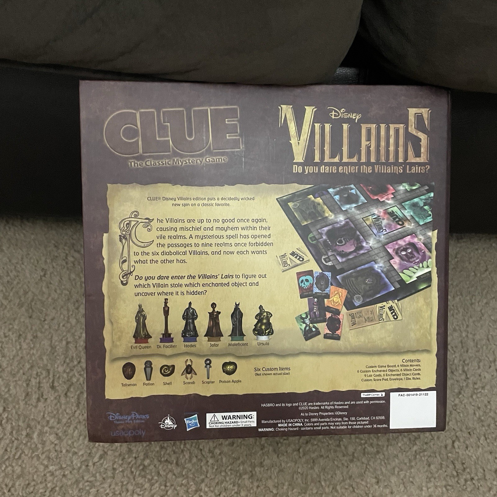 Disney Parks Edition Clue Villains Board Game Hasbro Exclusive COMPLETE
