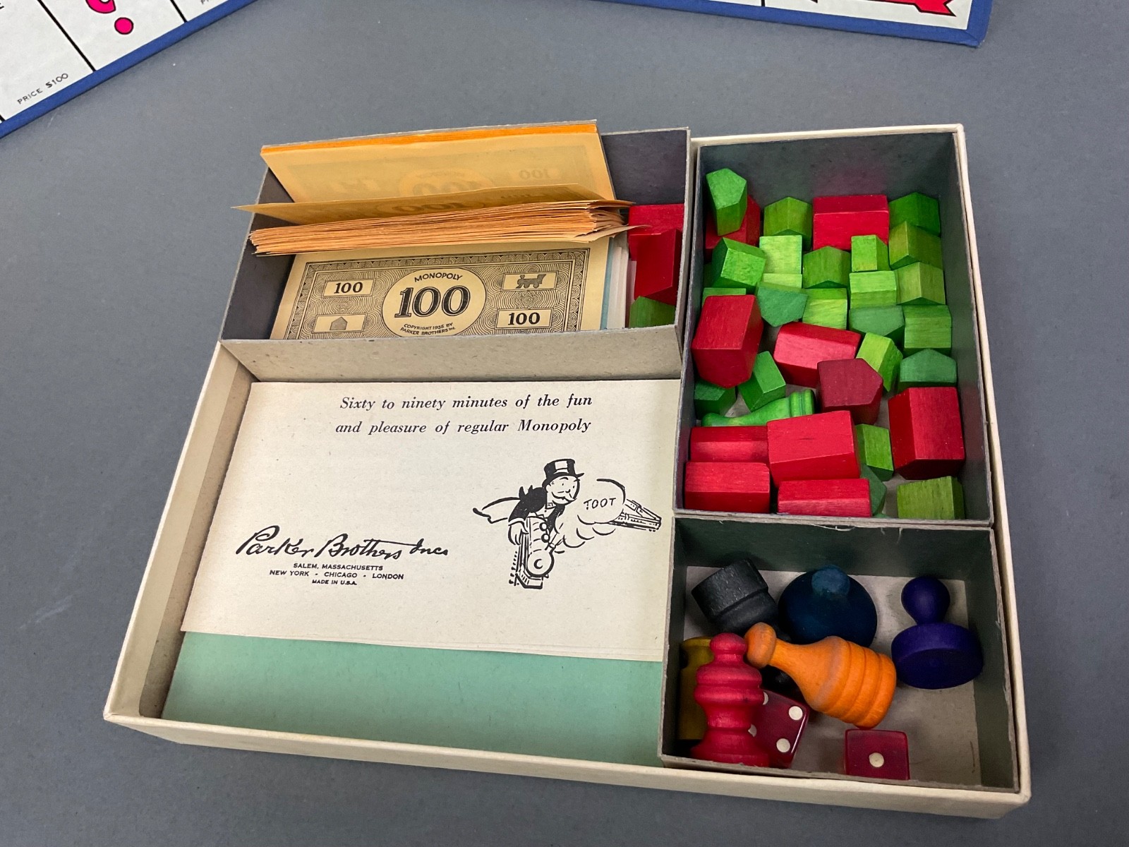 1935 Original Parker Brothers Monopoly Game 1st Edition? w/ wood pieces Complete