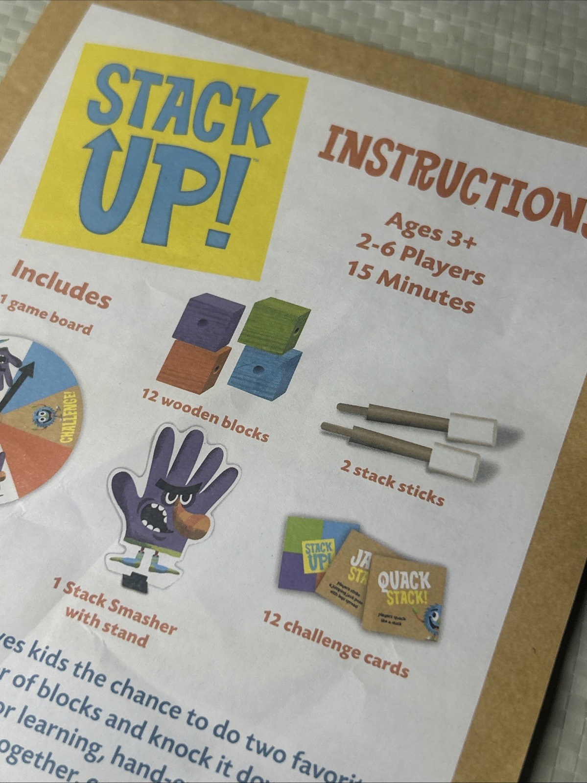 Stack Up! Instruction Manual Replacement Peaceable Kingdom 2012 Kid’s Ages 3+
