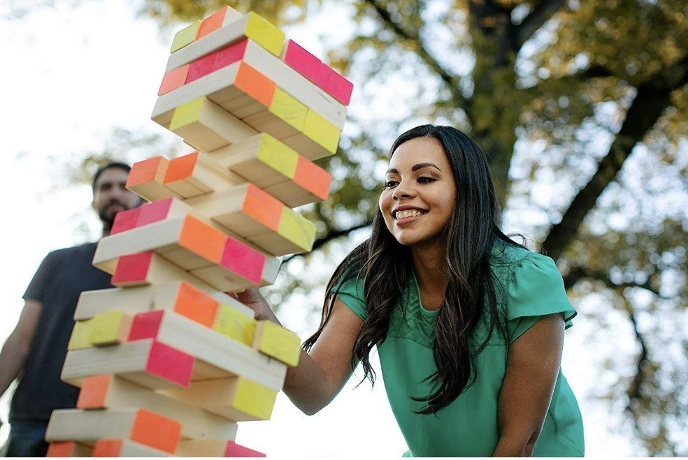 Giant Glowing Tumbling Tower Game Wooden Blocks Outdior Fun
