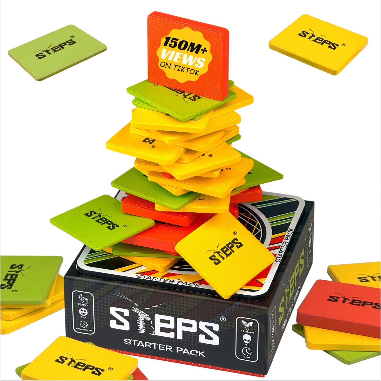 STEPS Game Starter Pack Wooden Board Game Unique Skill-Based Family Game, Party