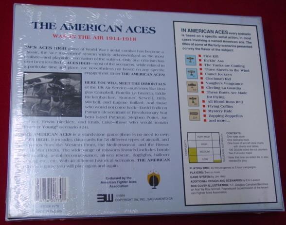 3W : The AMERICAN ACES game – World War One in the Air 1914 – 1918 (SEALED) NEW