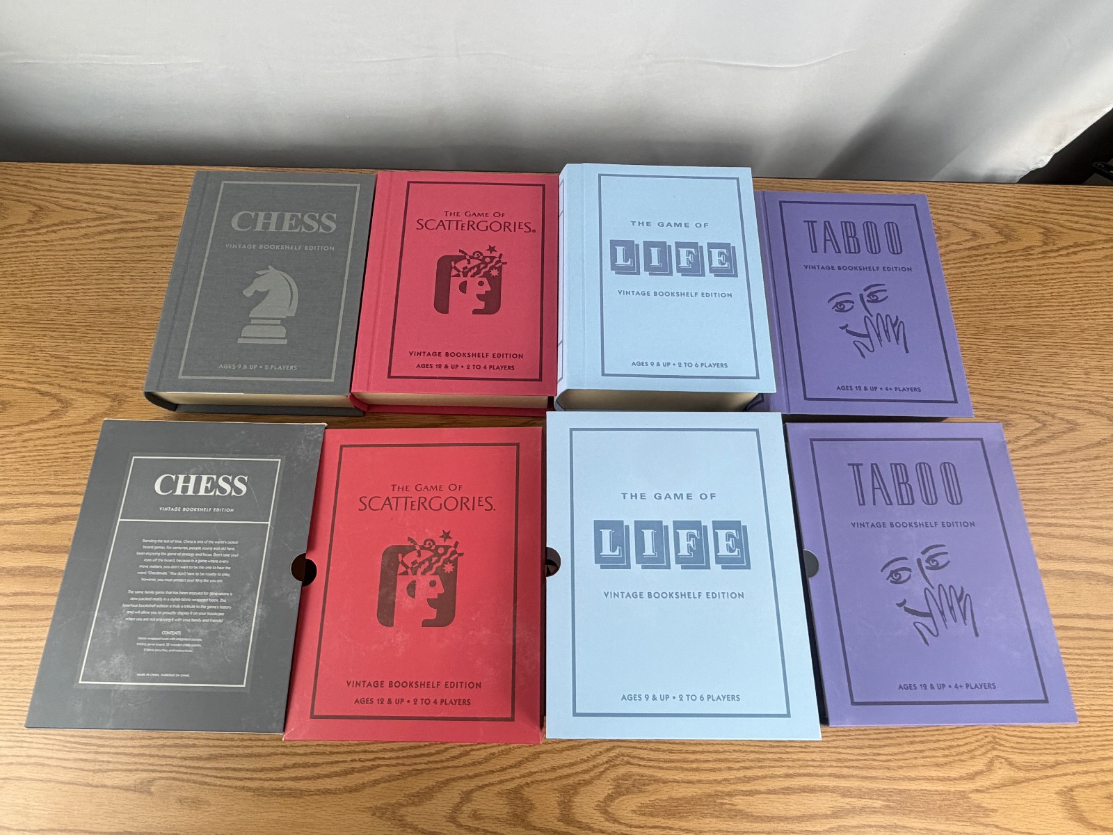 Chess, Life, Scattergories, and Taboo Vintage Bookshelf Game Collection Open Box