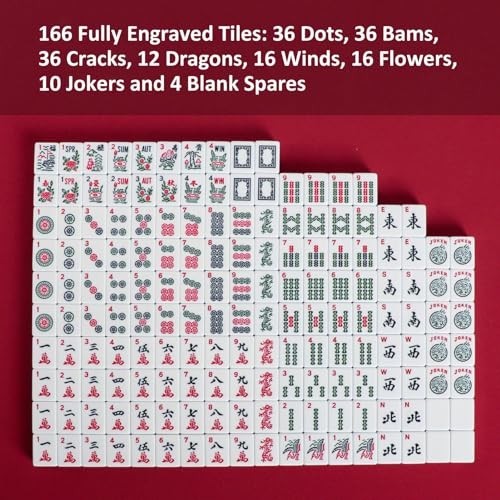 Mahjong Set with Blue Carrying Bag, 166 White Tiles, 4 Racks & Pushers, Game Set