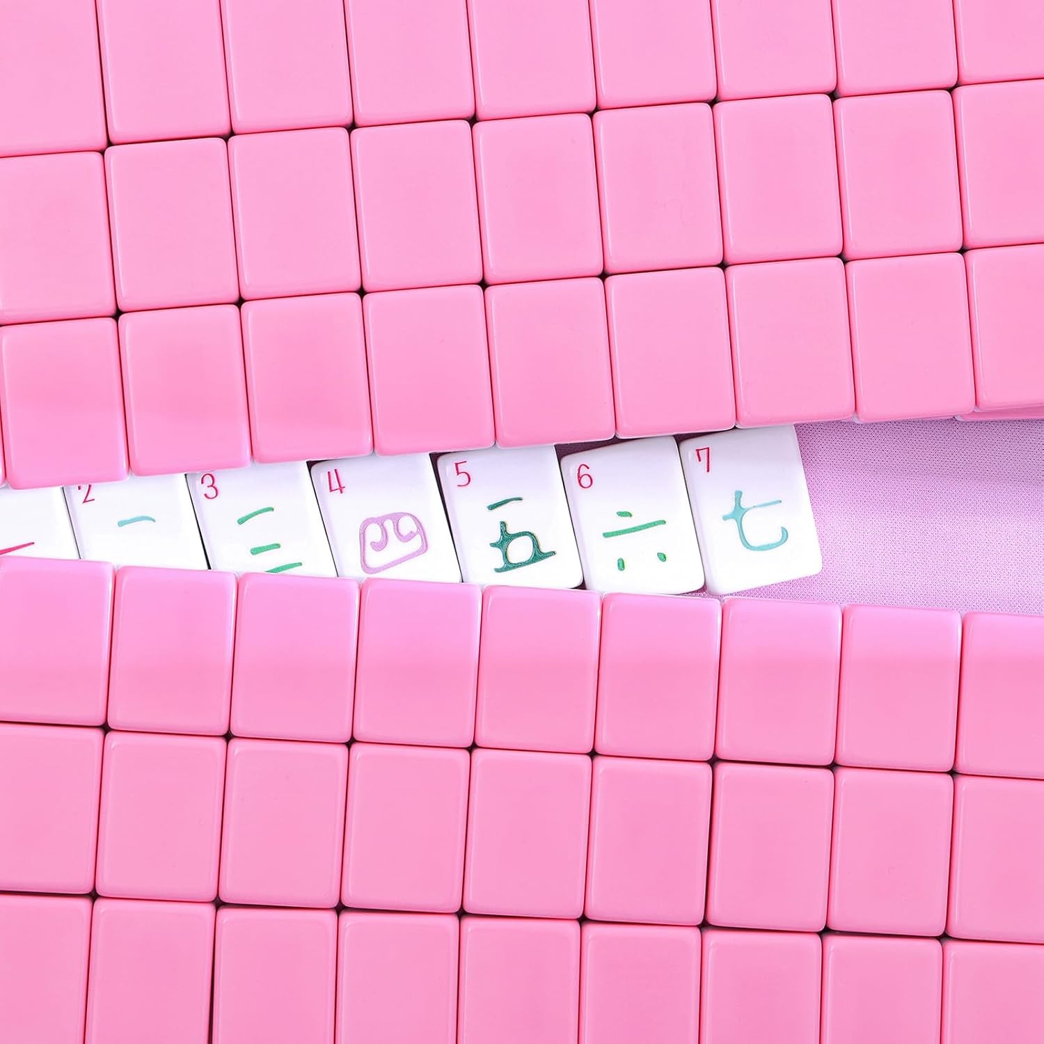 160 Pink Engraved American Mahjong Tiles Set with Carrying Bag and Accessories,