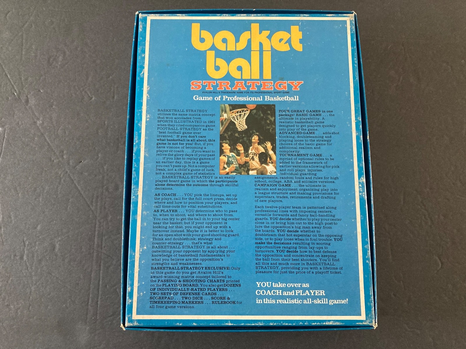 Vintage 1974 Avalon Hill Sports Illustrated Basketball Strategy Game