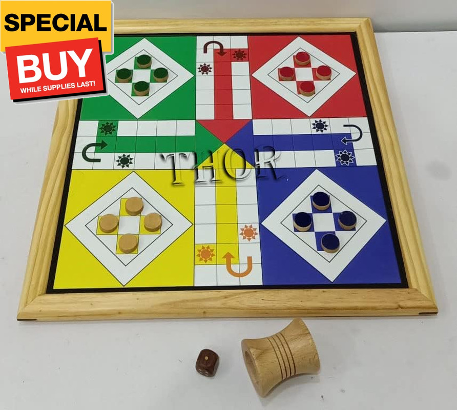 Best Handmade 2 in 1 Wooden Magnetic Ludo & Snake Ladders Board Game Set Rustic