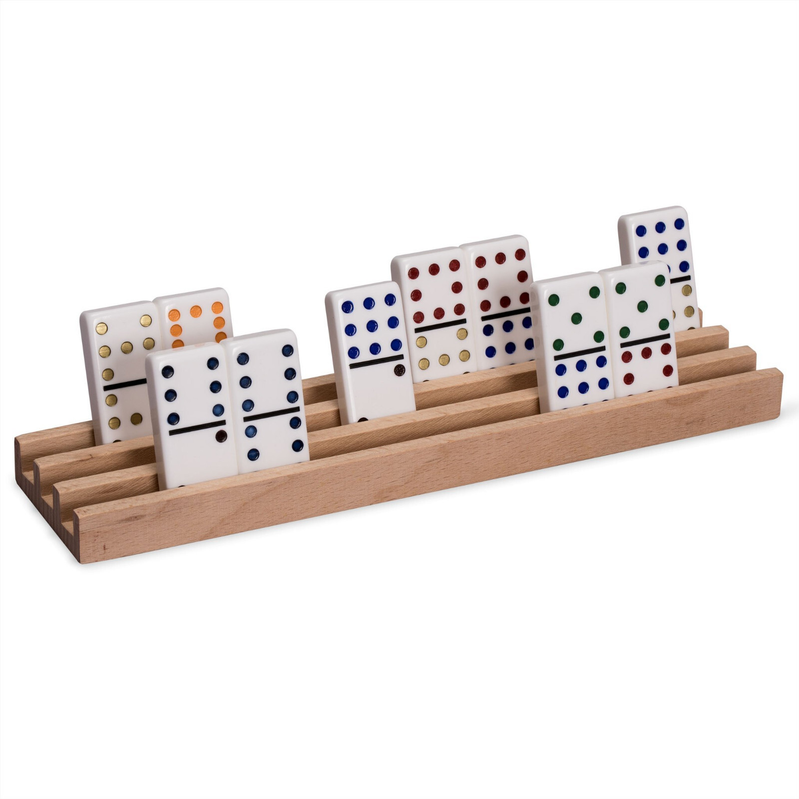 Yellow Mountain Imports Premium Beechwood Domino Racks/Trays – Set of 4
