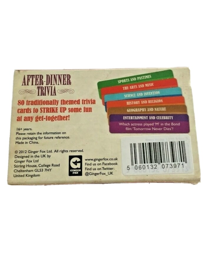 Matchbox Trivia AFTER-DINNER TRIVIA New Sealed