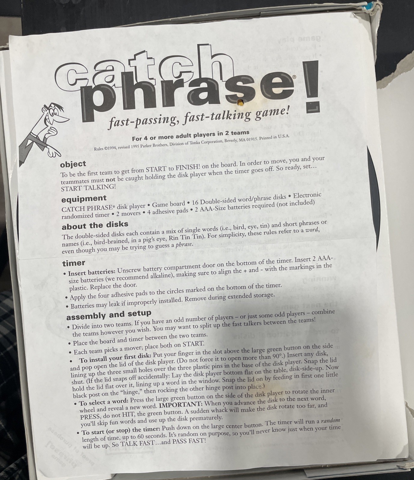 Catch Phrase Electronic Fast Talking Party Game Tested Working With Batteries
