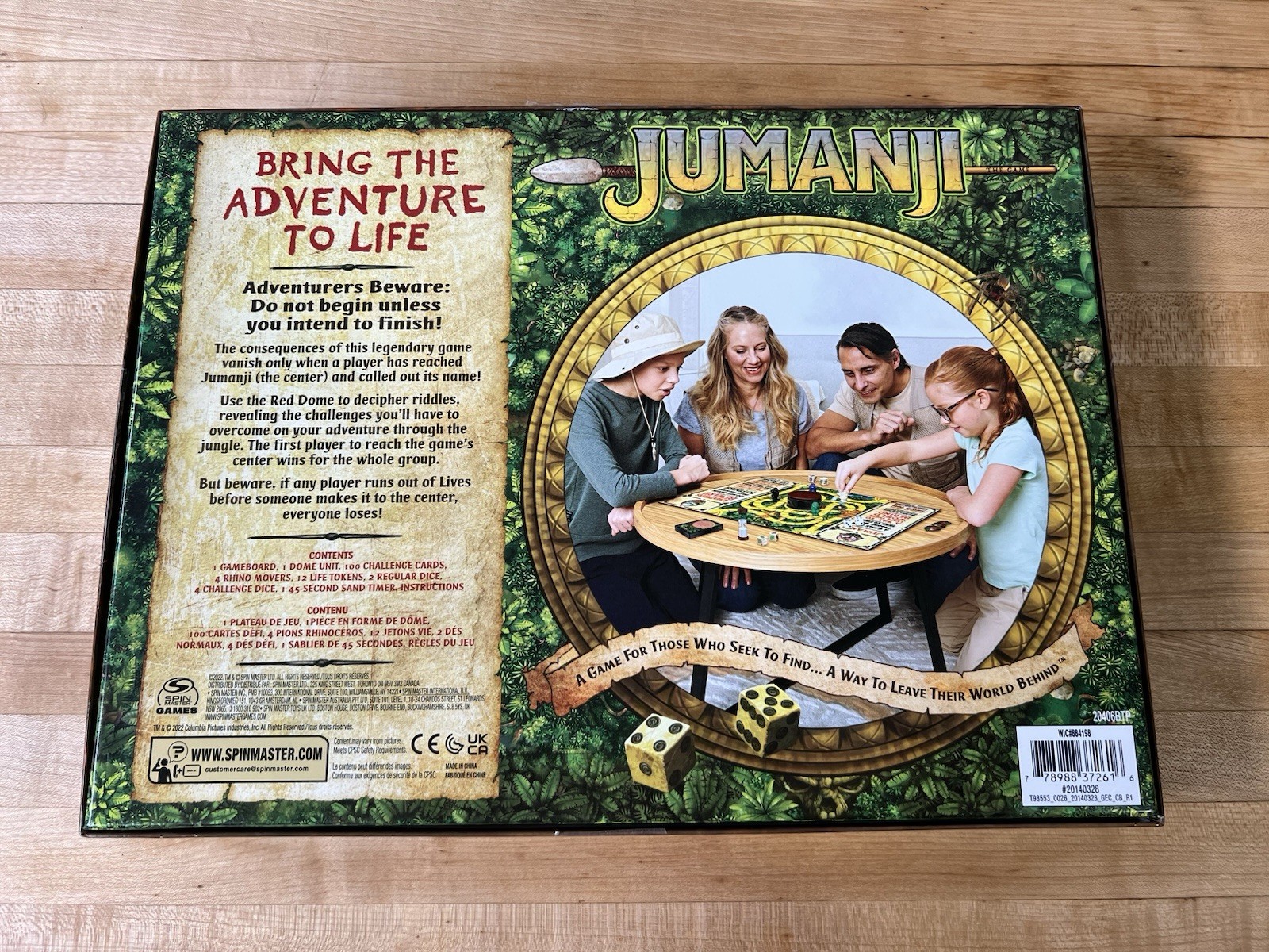 Jumanji The Game Classic Adventure Board Game Spin Master Games 2022 Complete