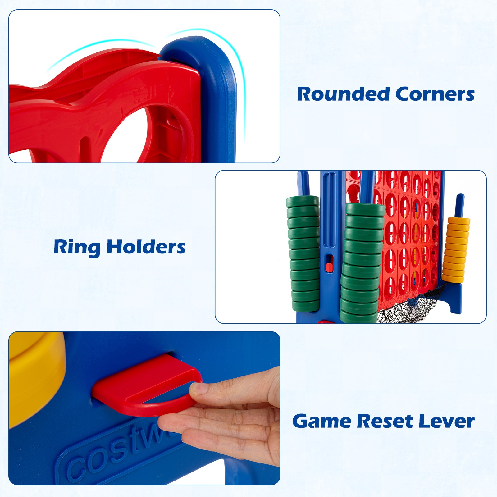 4-to-Score Giant Game Set 4-in-a-Row Connect Game W/Net Storage for Kids & Adult