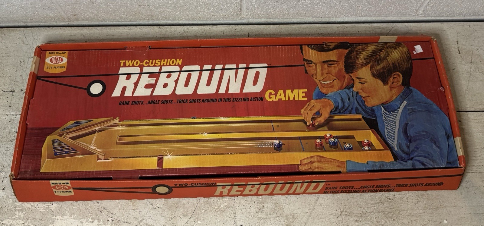Vintage Rebound Two Cushion Board Game 1971 Ideal Skill Tabletop Yellow USA