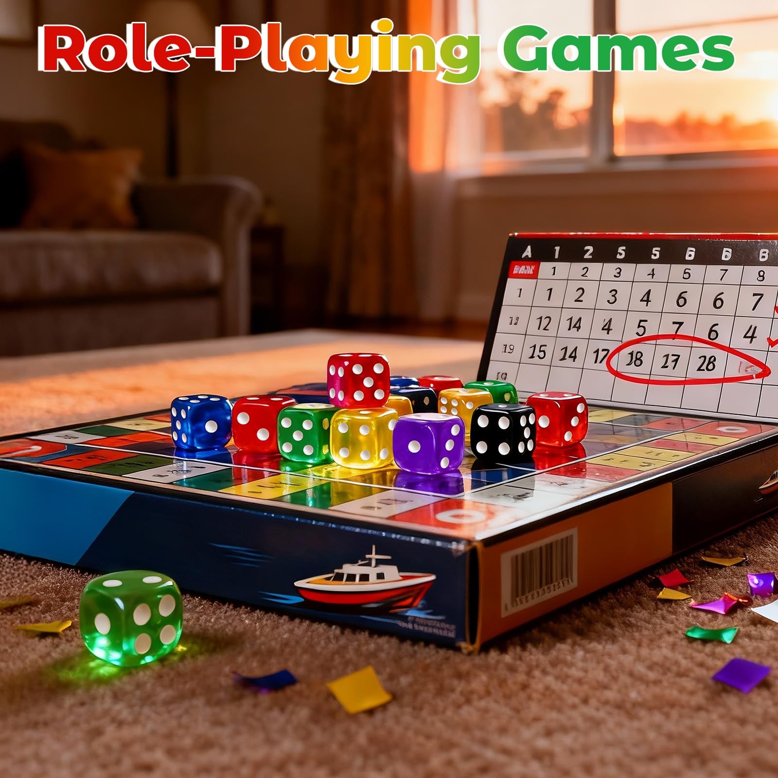 50 Pack 14mm Colored Six Sided Dice 10 Assorted Colors Math Board Games