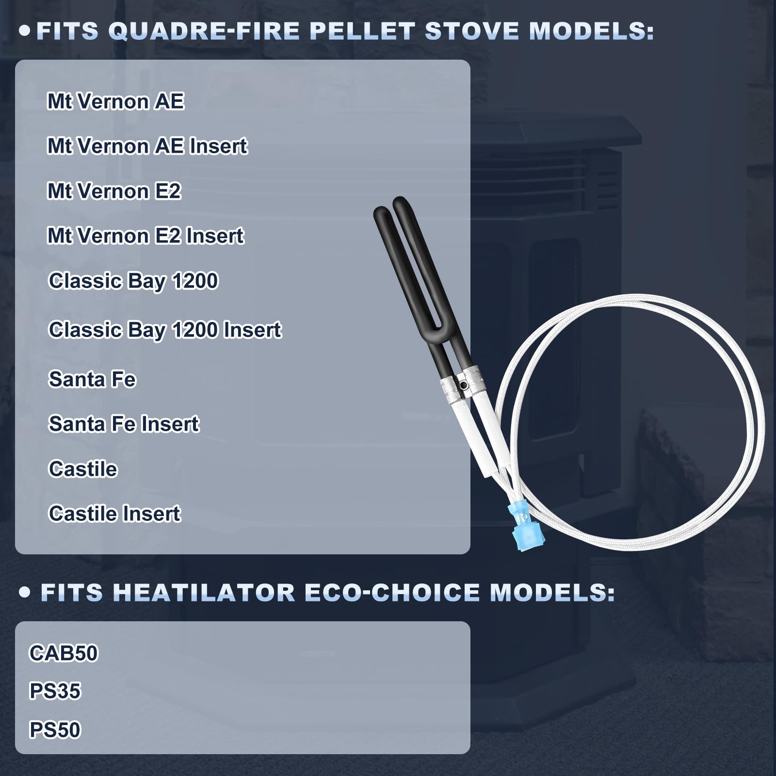 SRV7000-462 Igniter for Quadra Fire Mt Vernon AE, Castile, Santa Fe, Sliver