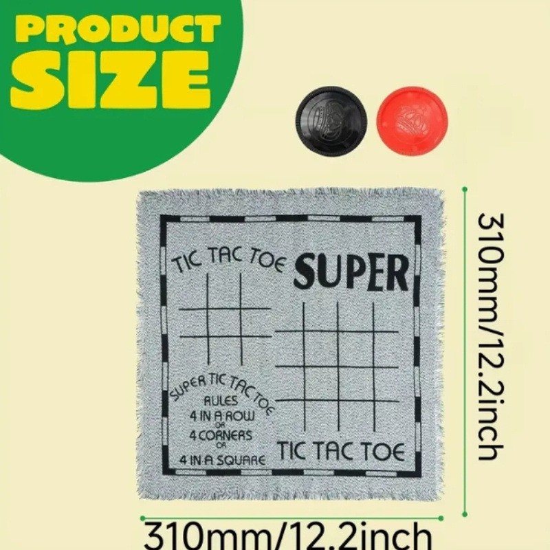 3 in 1 Giant Checkers Game Set,Super Tic Tac Toe,Including Reversible Rug wit..