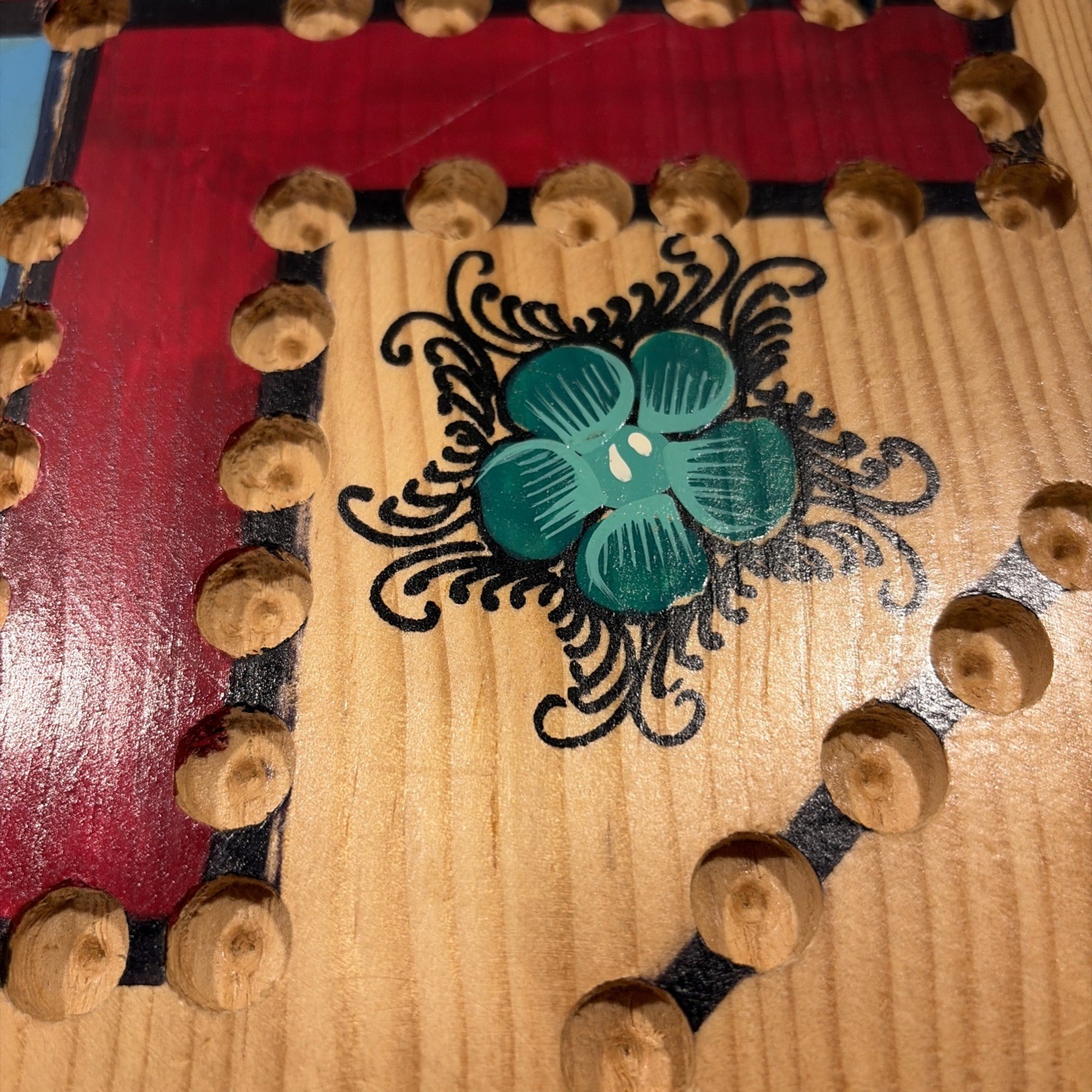 Handmade, Hand Painted Mexican Wooden Family Board Game Liri Board Game