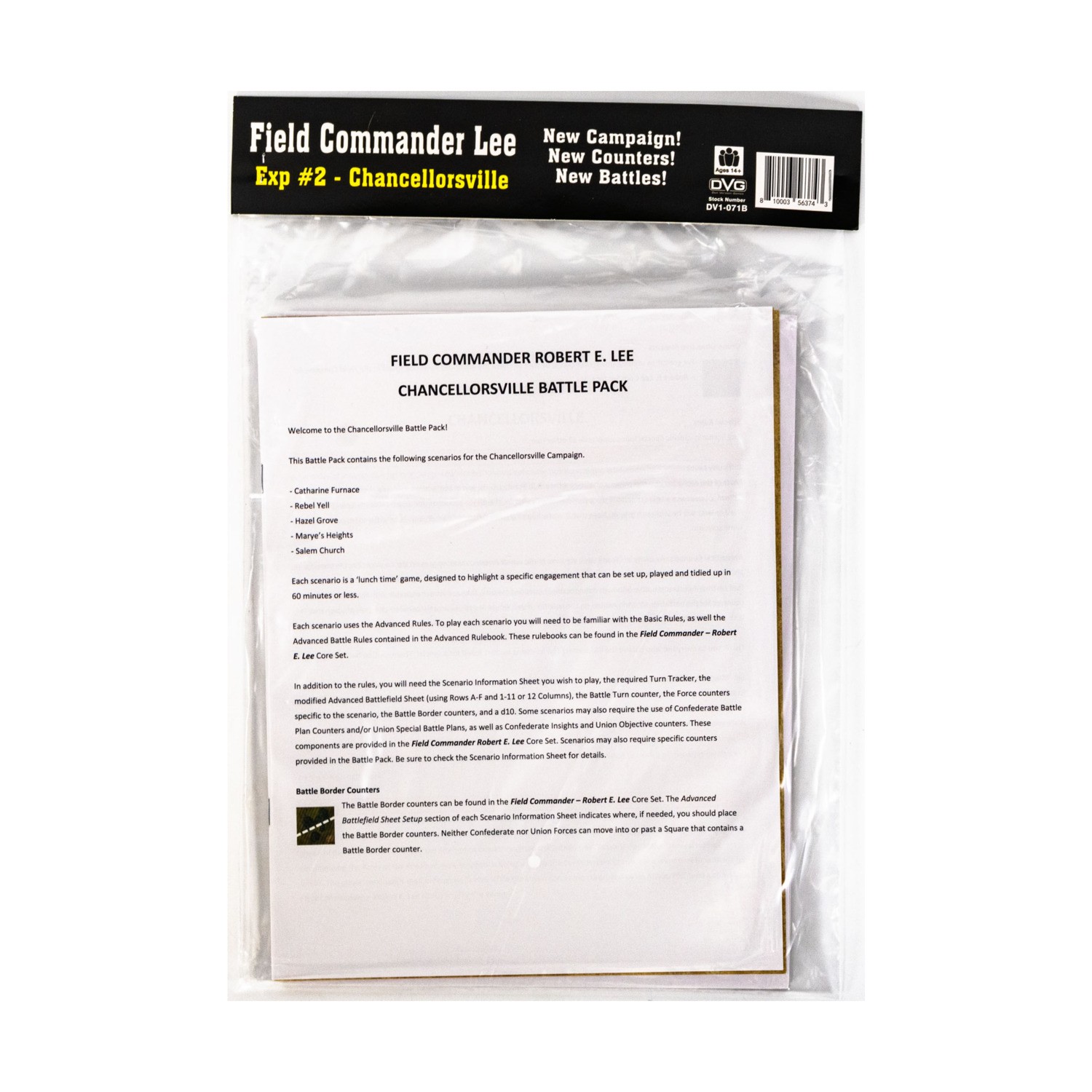DVG War Game Field Commander Lee – Expansion #2 Chancellorsville Bag New