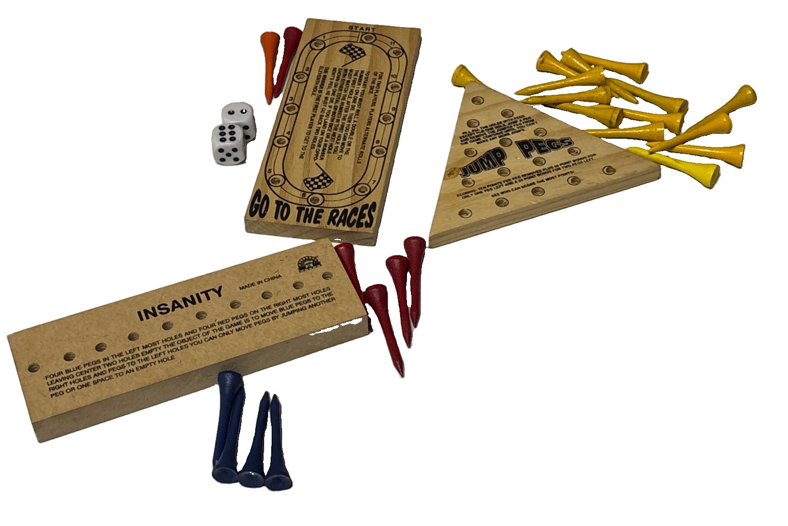 Brain Teaser IQ Tester Wood Peg Games Set Of 3