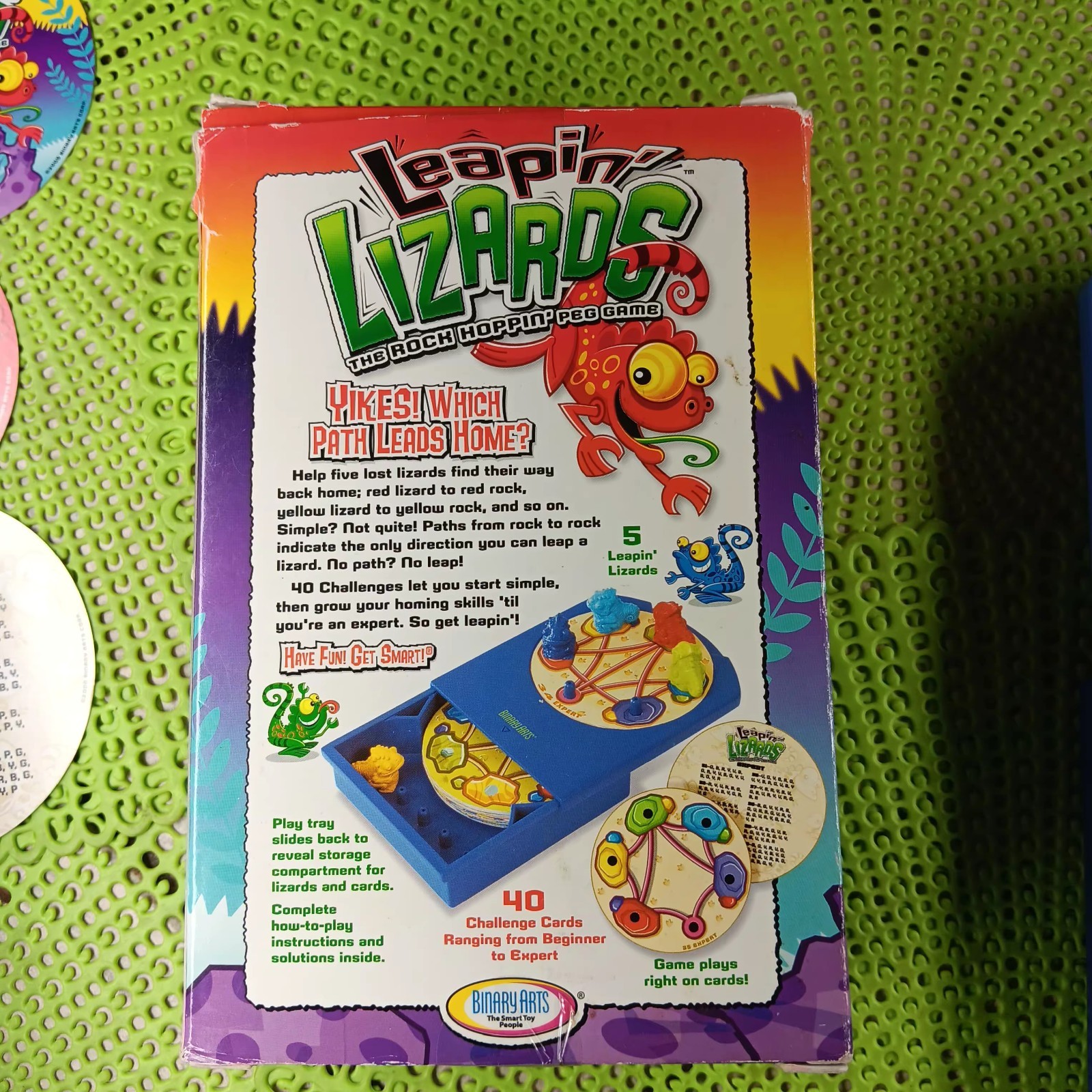 Vintage Binary Arts Leapin’ Lizards The Rock Hoppin’ Peg Game 2000 CIB RARE OOP