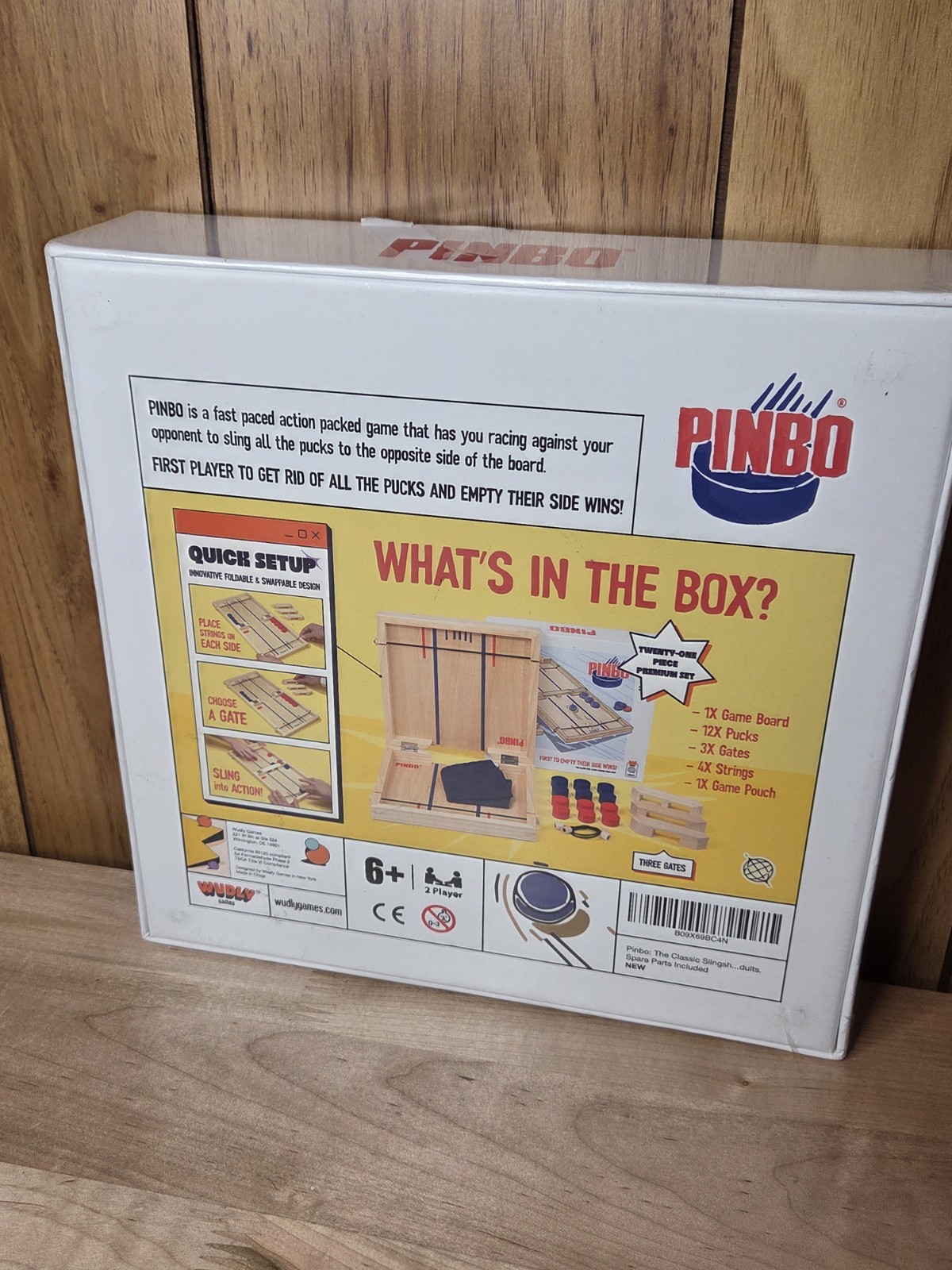 Pinbo Classic Slingshot Game Foldable 2 Player Wooden Tabletop Arcade Kids NEW