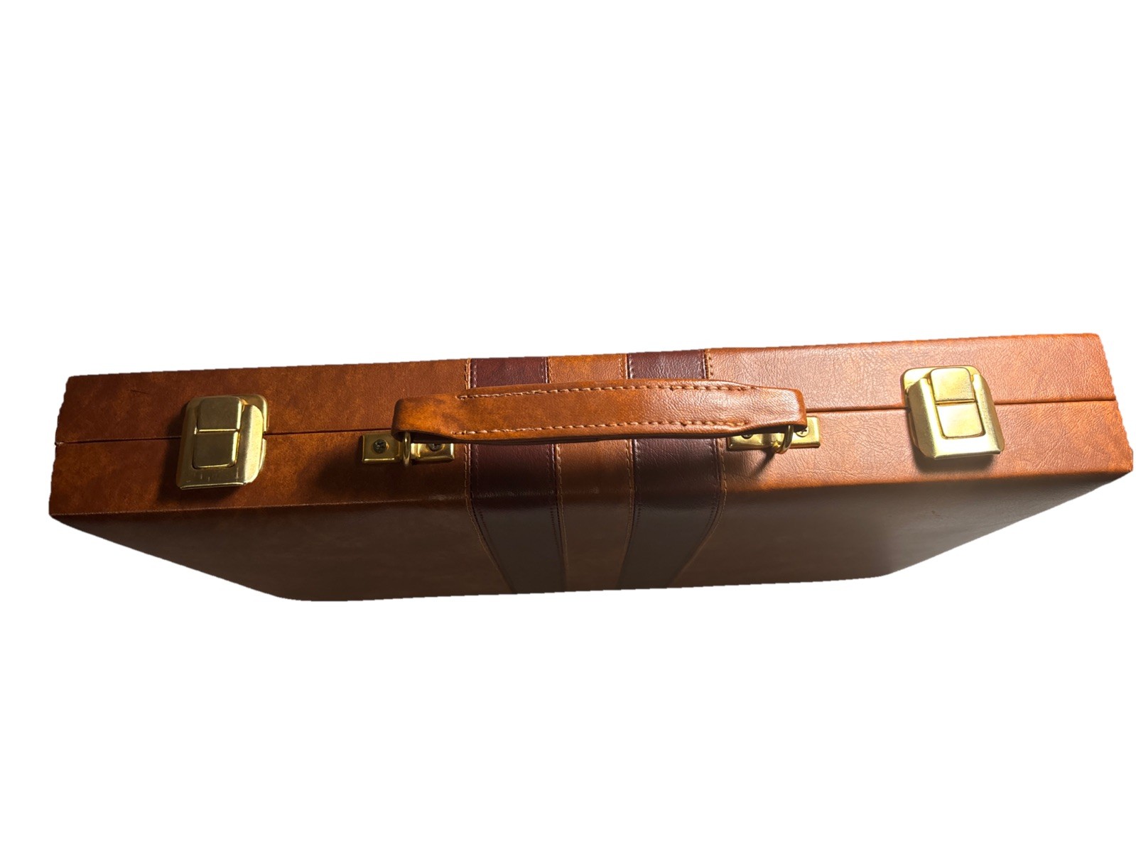 Vintage Backgammon Set faux Leather Case w/felt board Complete