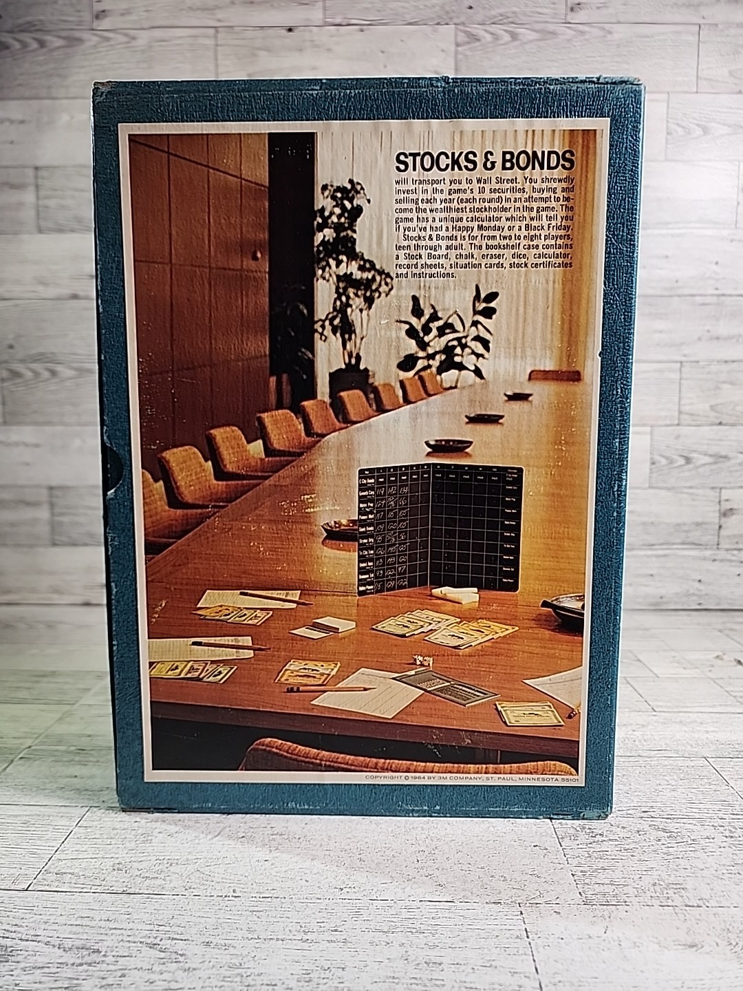 1964 Stocks and Bonds Bookshelf Board Game Vintage Investment Faux Book 3M USA