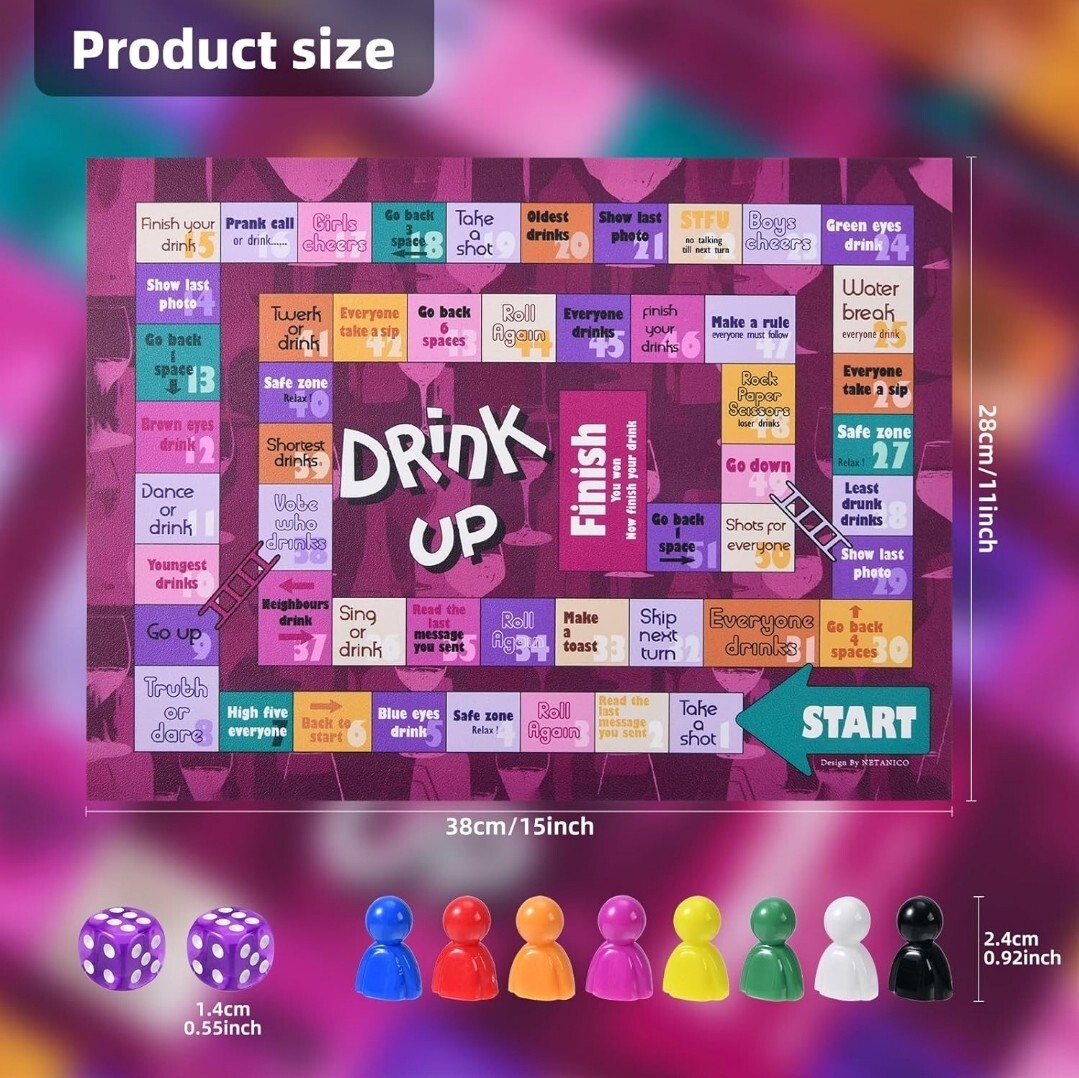 Tipsy Drinking Board Game, Leather Land Drinking Games for Adults