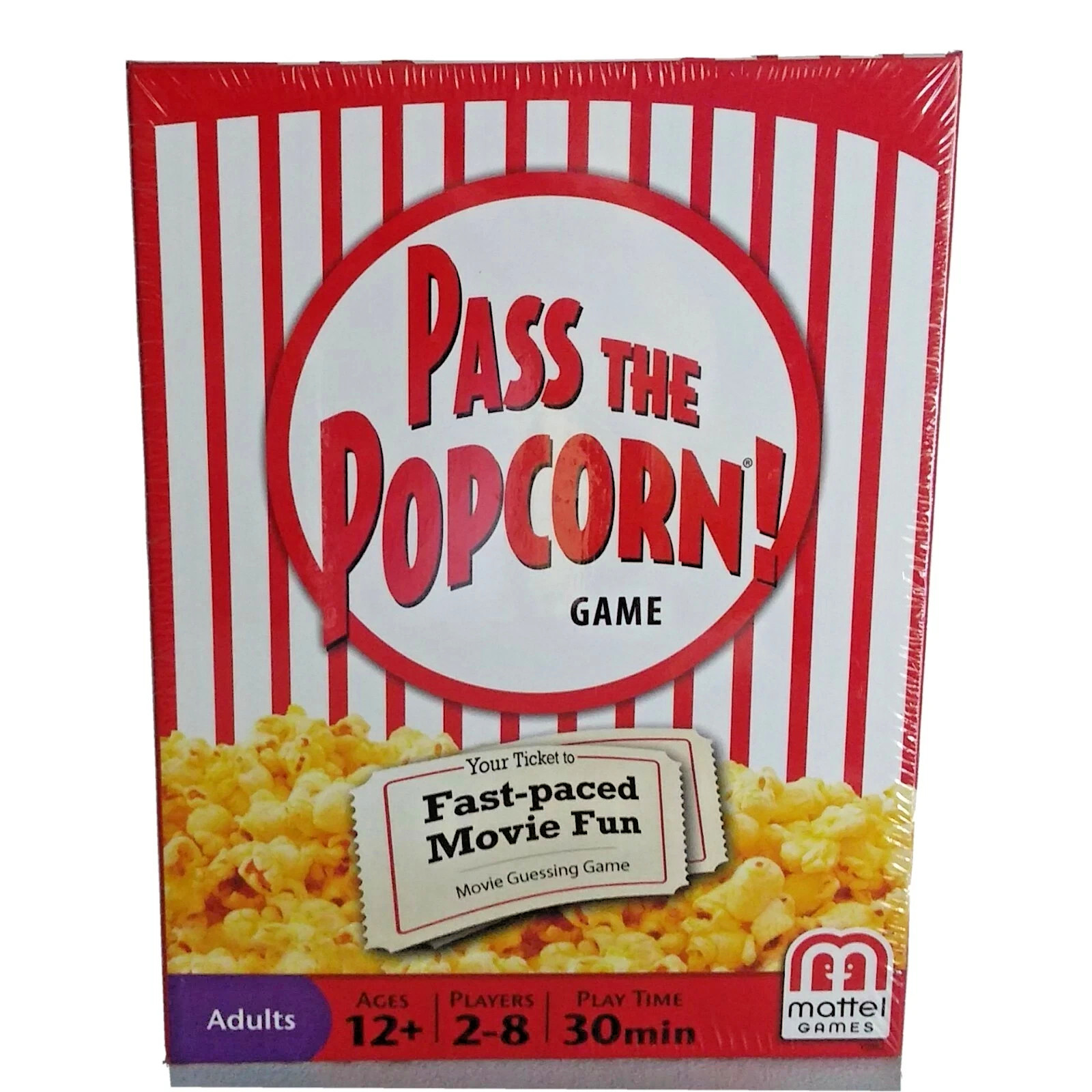 Mattel’s “Pass the Popcorn Game!” Fast-Paced Movie Trivia game!! NIB