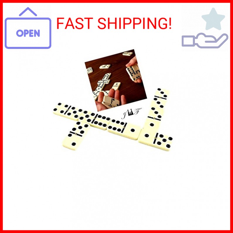 28 Piece Domino Set-Premium Classic Double Six in Durable Wooden Brown Box-Anyti