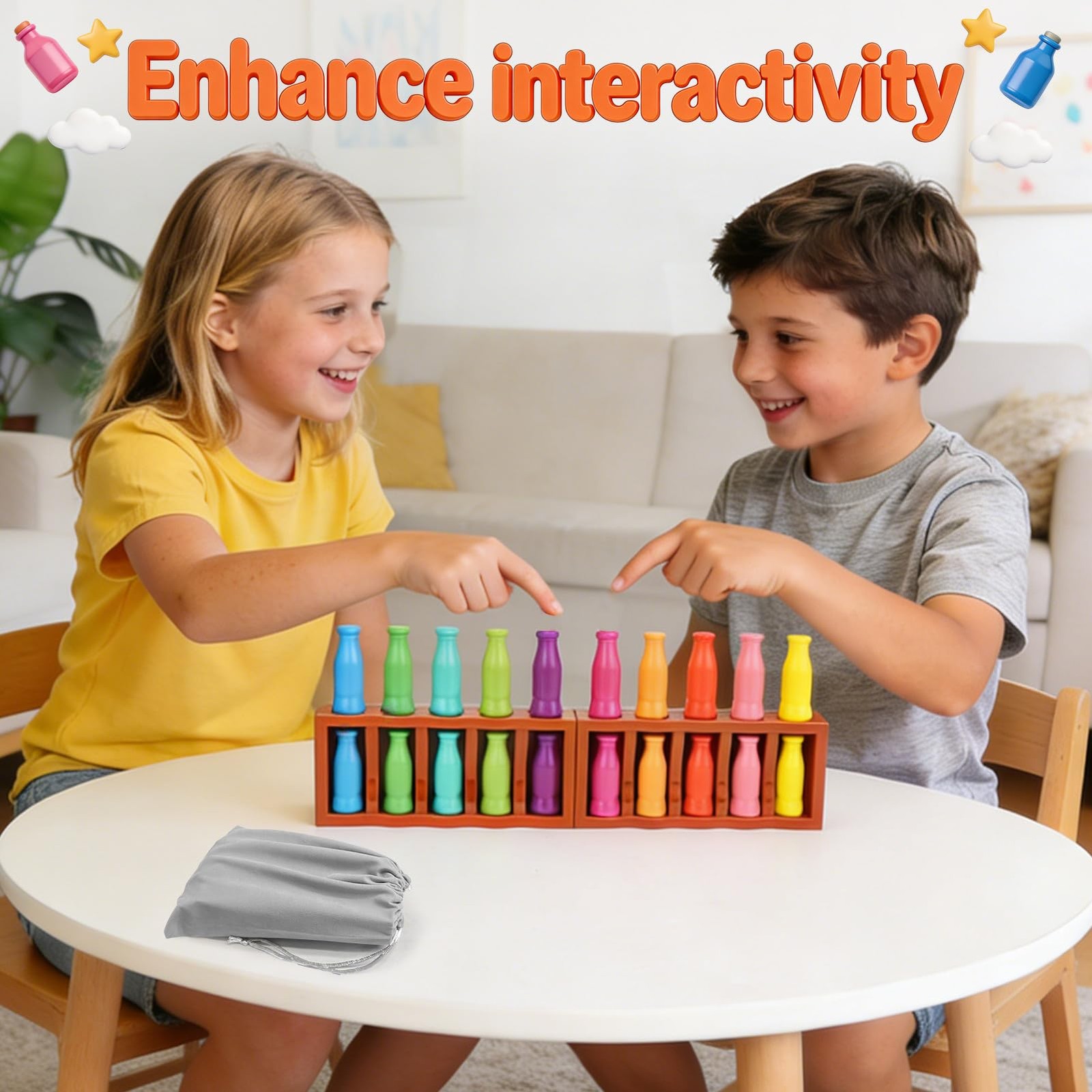 20pcs Bottle Color Match Game for Kids 8-12 | Family Memory & Logic Fun