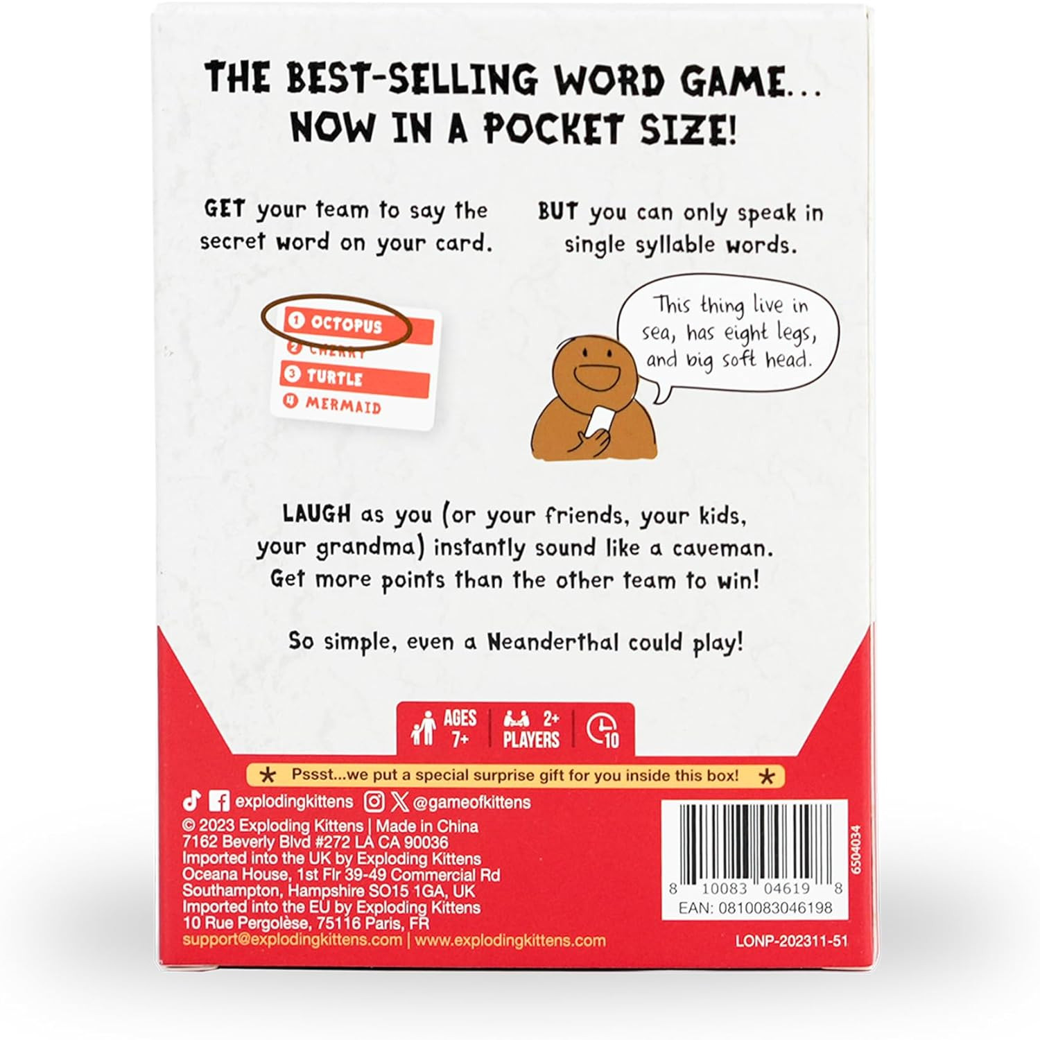Poetry for Neanderthals Grab & Game 2+ Players – Ages 7+ – 10 Minutes to Play –