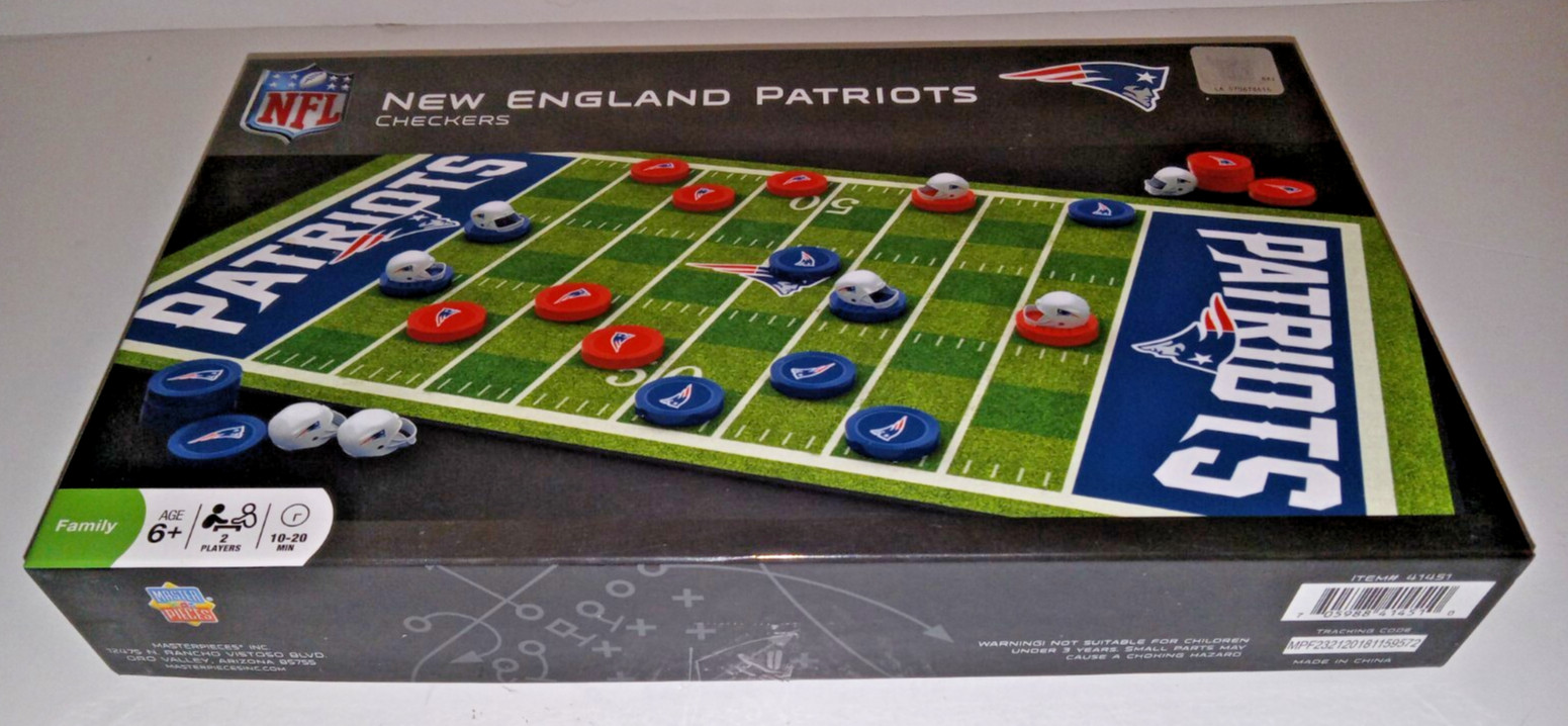 MasterPieces NFL Checkers Board Game Set New England Patriots 100% Complete