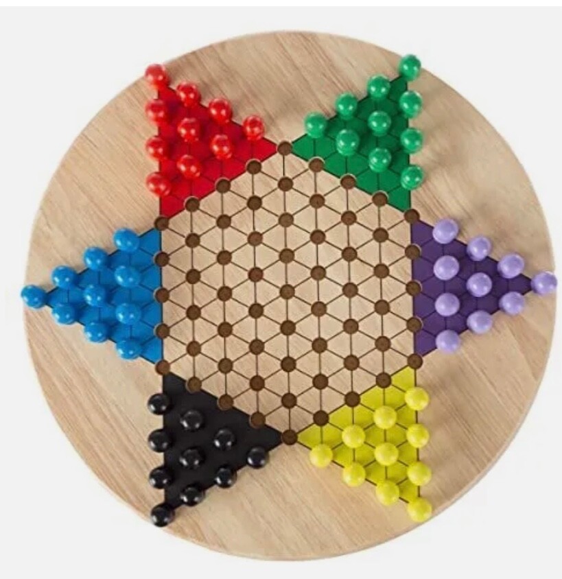 Chinese Checkers Game Set with 11 inch Wooden Board and Traditional Pegs, Gam…