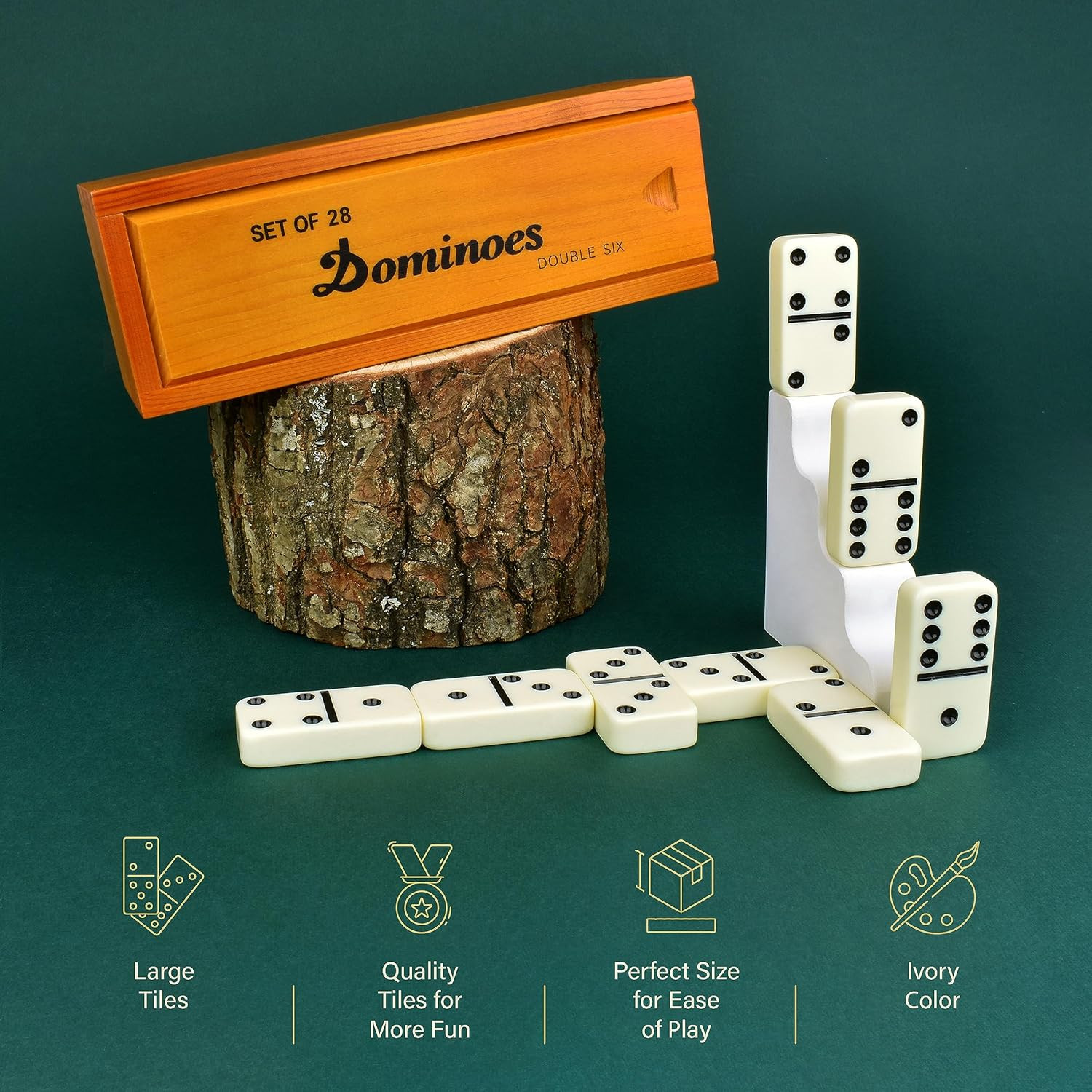 Jumbo Dominoes Set for Adults and Kids – Domino Set for Classic Board Games –…