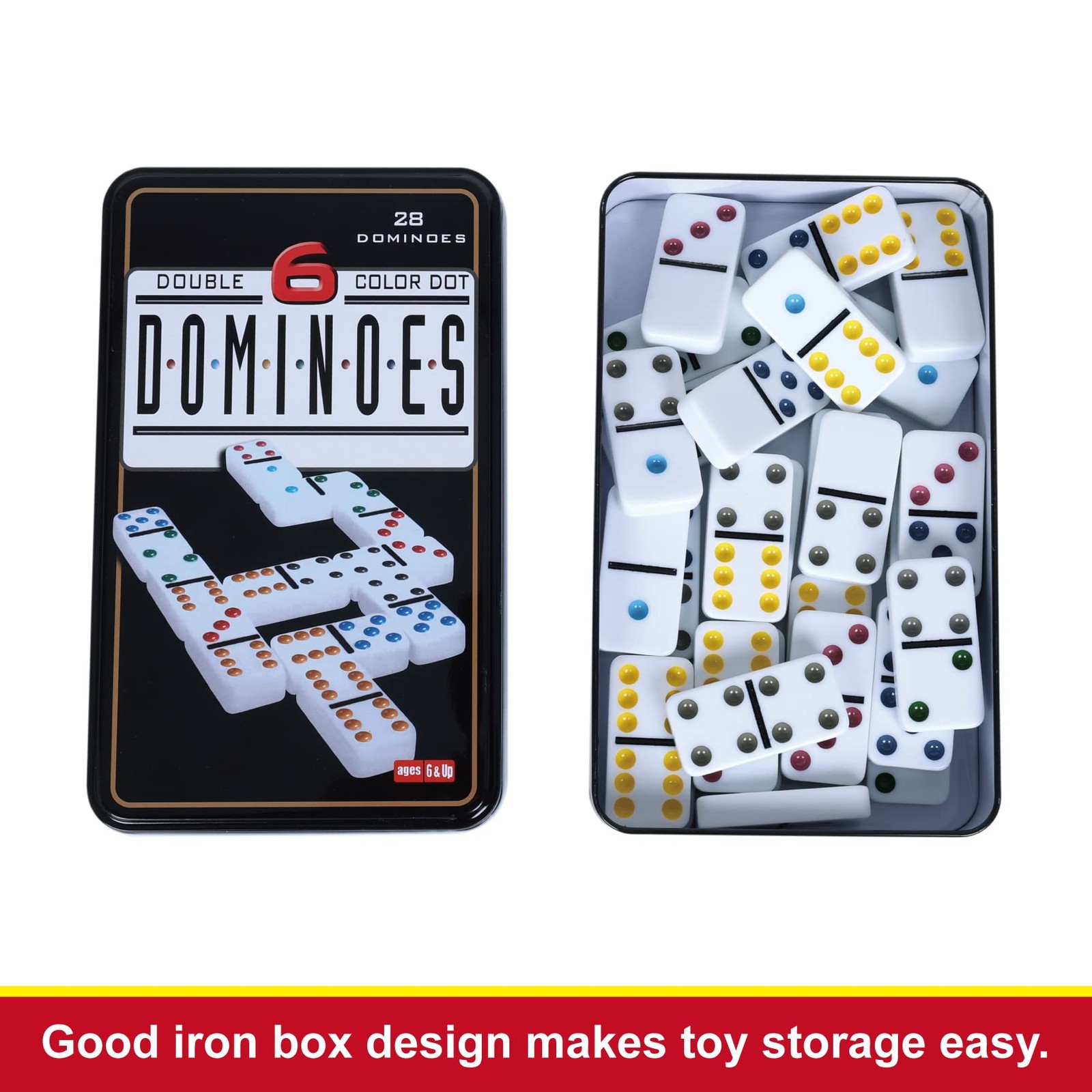 Double Six Dominoes Set for Adults, Classic Domino Game with Tin Box – 28 Tiles