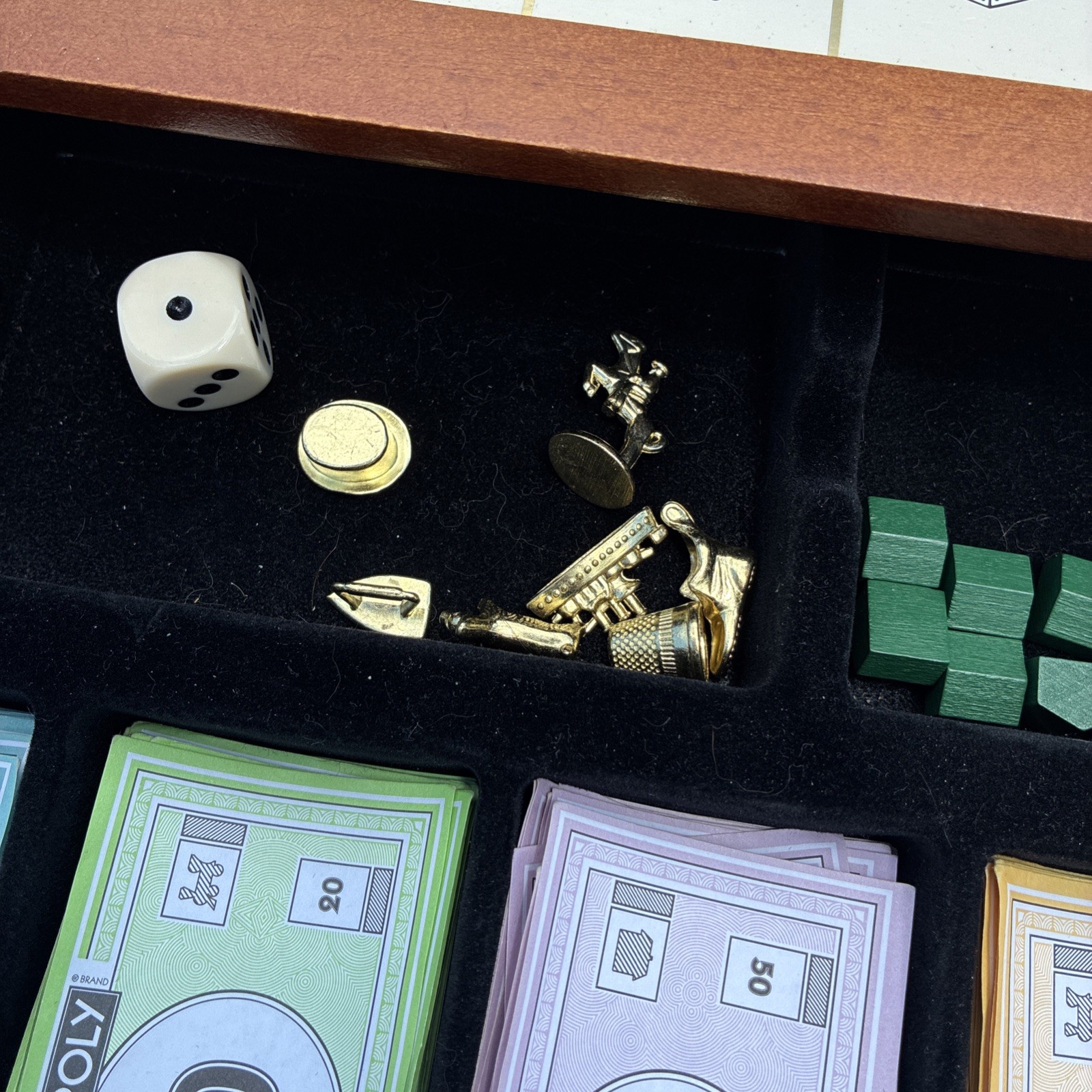 HUGE Monopoly Luxury Edition Blue Board Game Collectible Wood – PARTS MISSING !